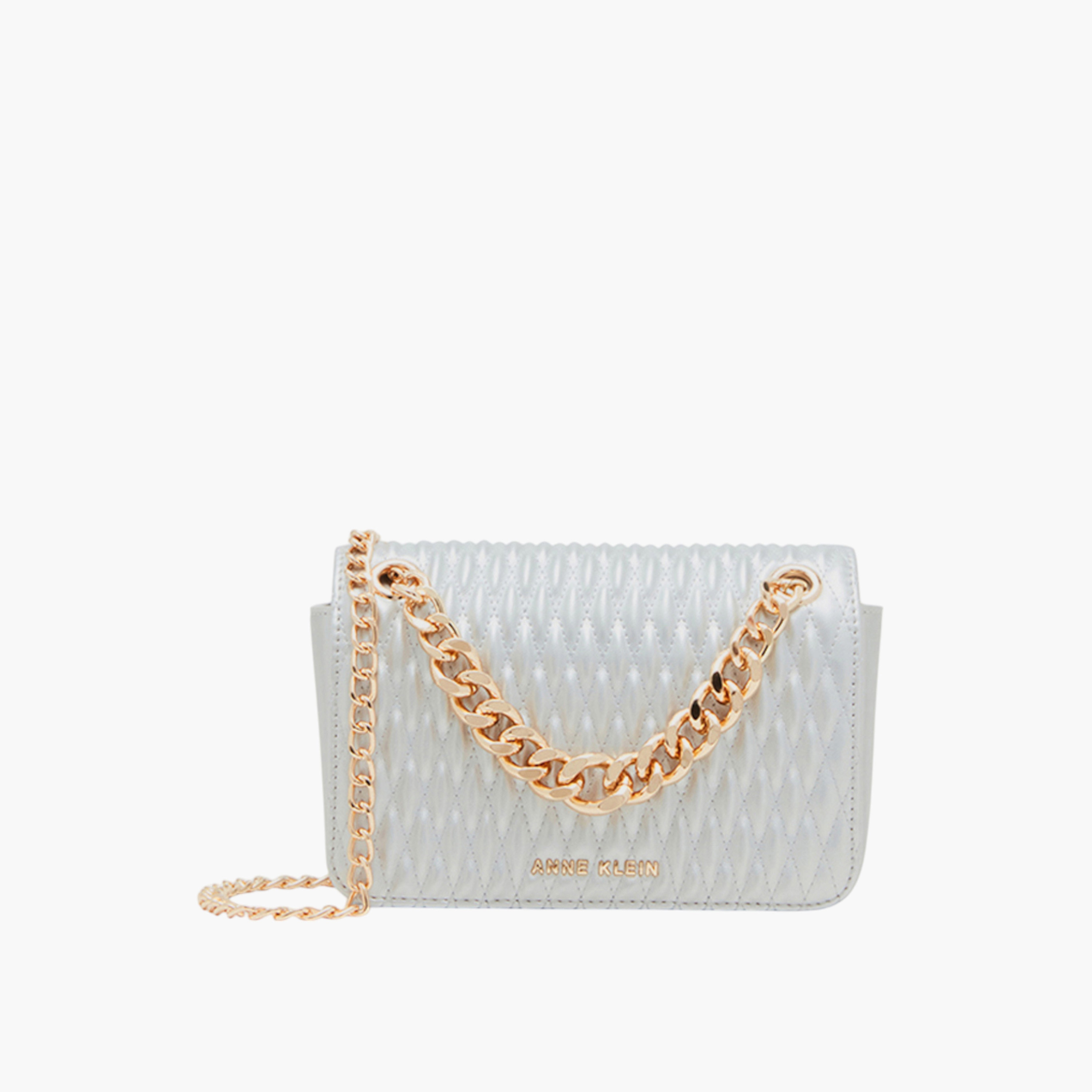 Anne Klein Quilted Crossbody Bag with Flap Closure and Chain Strap-women-bagsandwallets-handbags-image-1