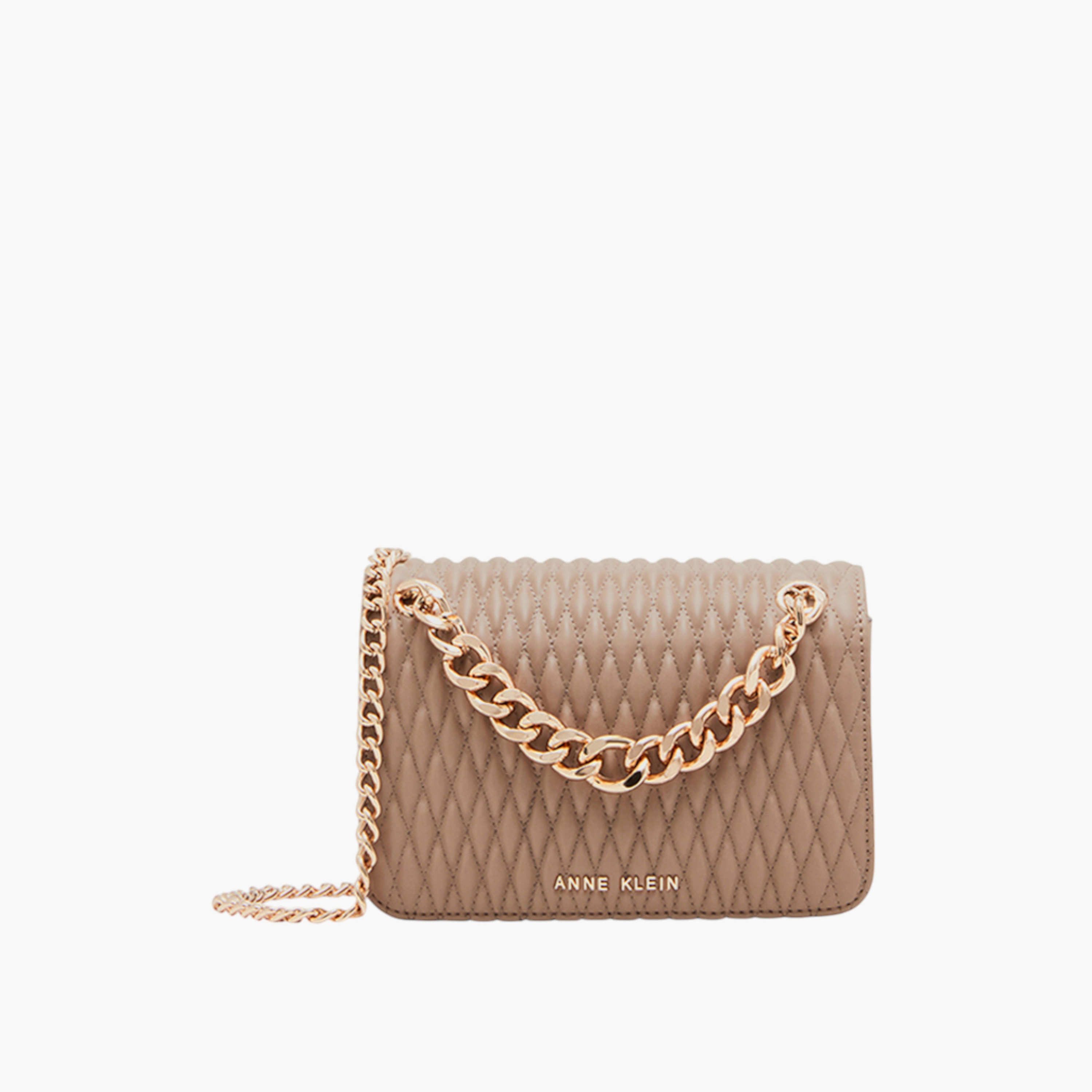 Anne Klein Quilted Sling Bag with Chain Strap and Button Closure-women-bagsandwallets-handbags-image-1