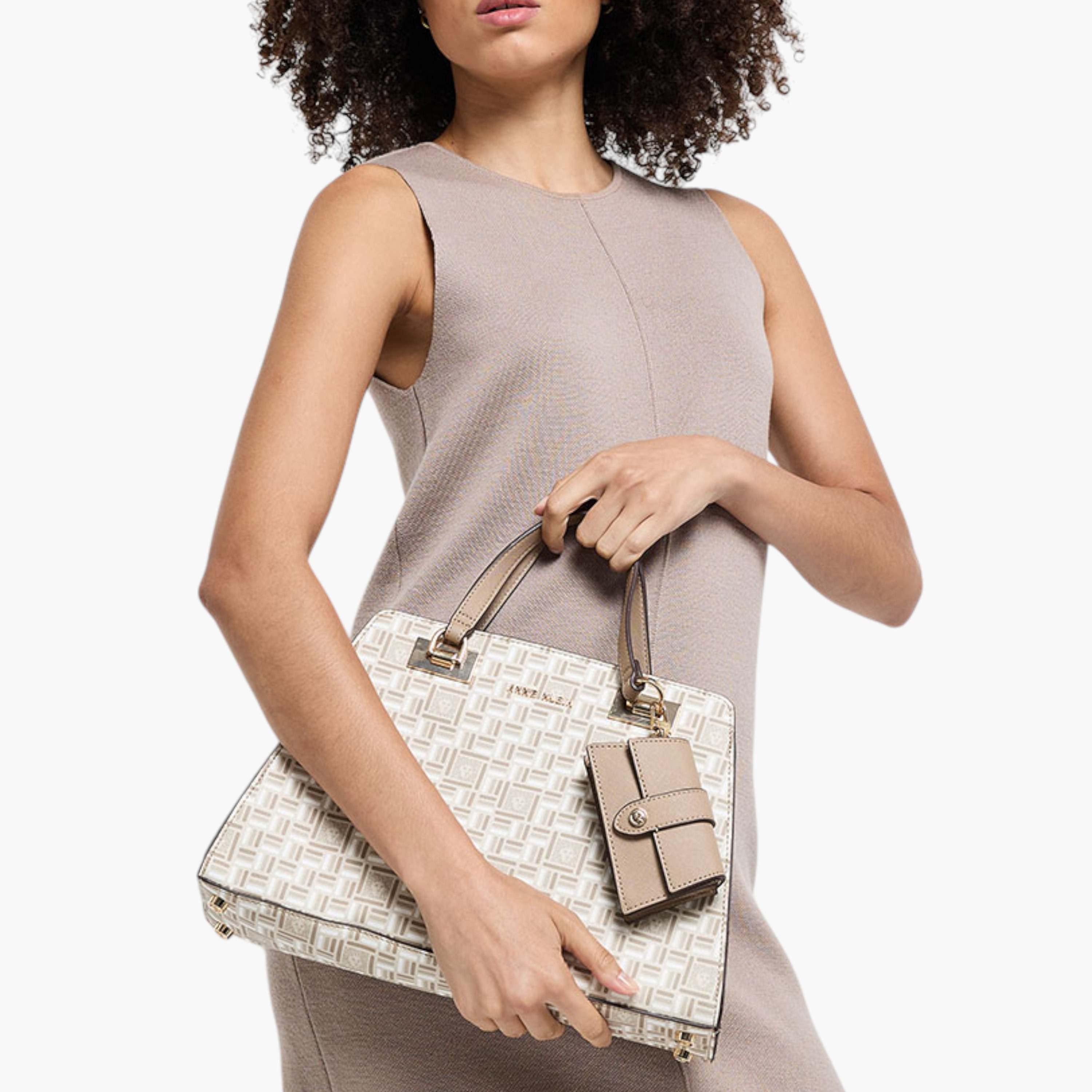 Anne Klein Monogram Print Tote Bag with Detachable Strap and Zip Closure-women-bagsandwallets-handbags-image-2