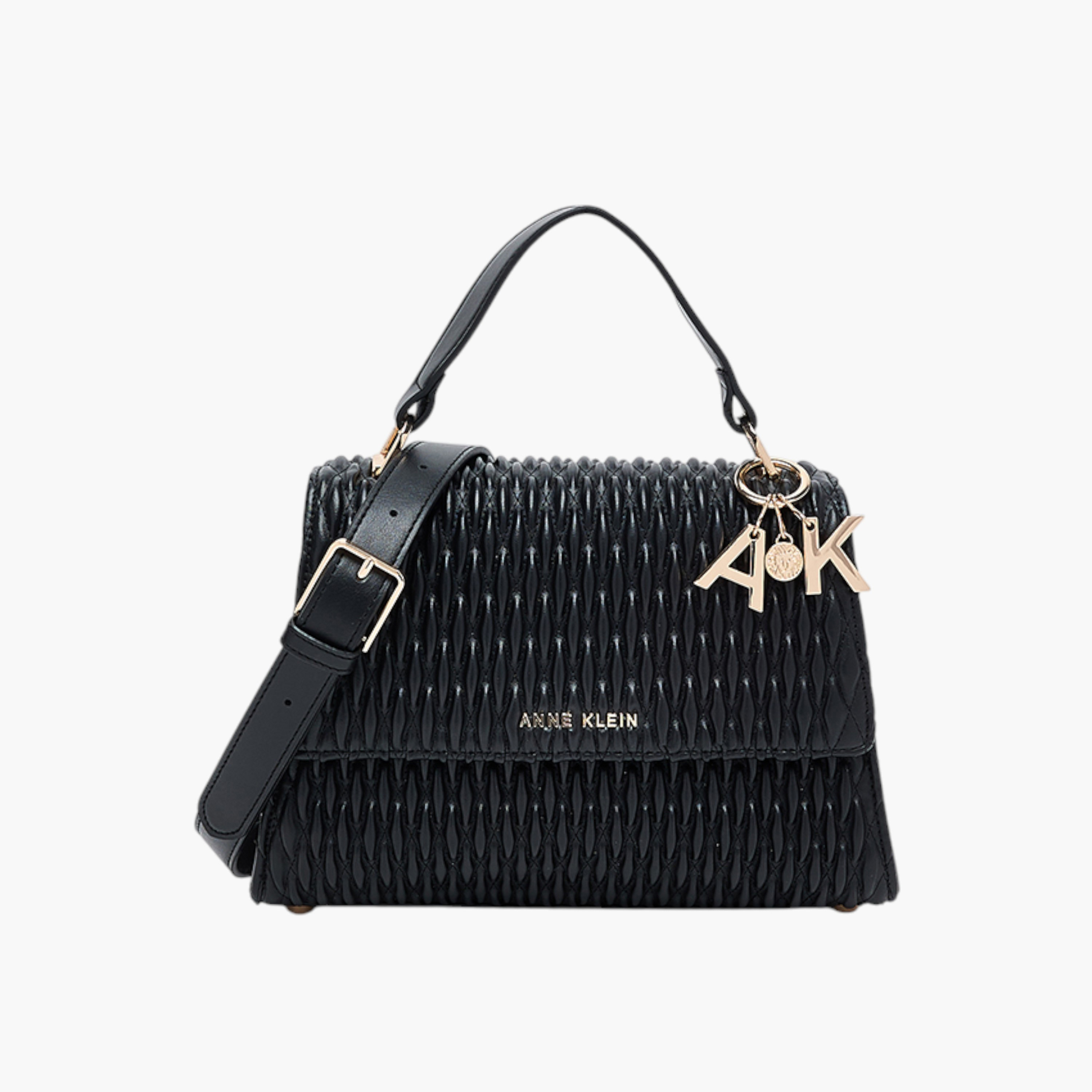 Anne Klein Textured Crossbody Bag with Flap Closure and Detachable Strap-women-bagsandwallets-handbags-image-1