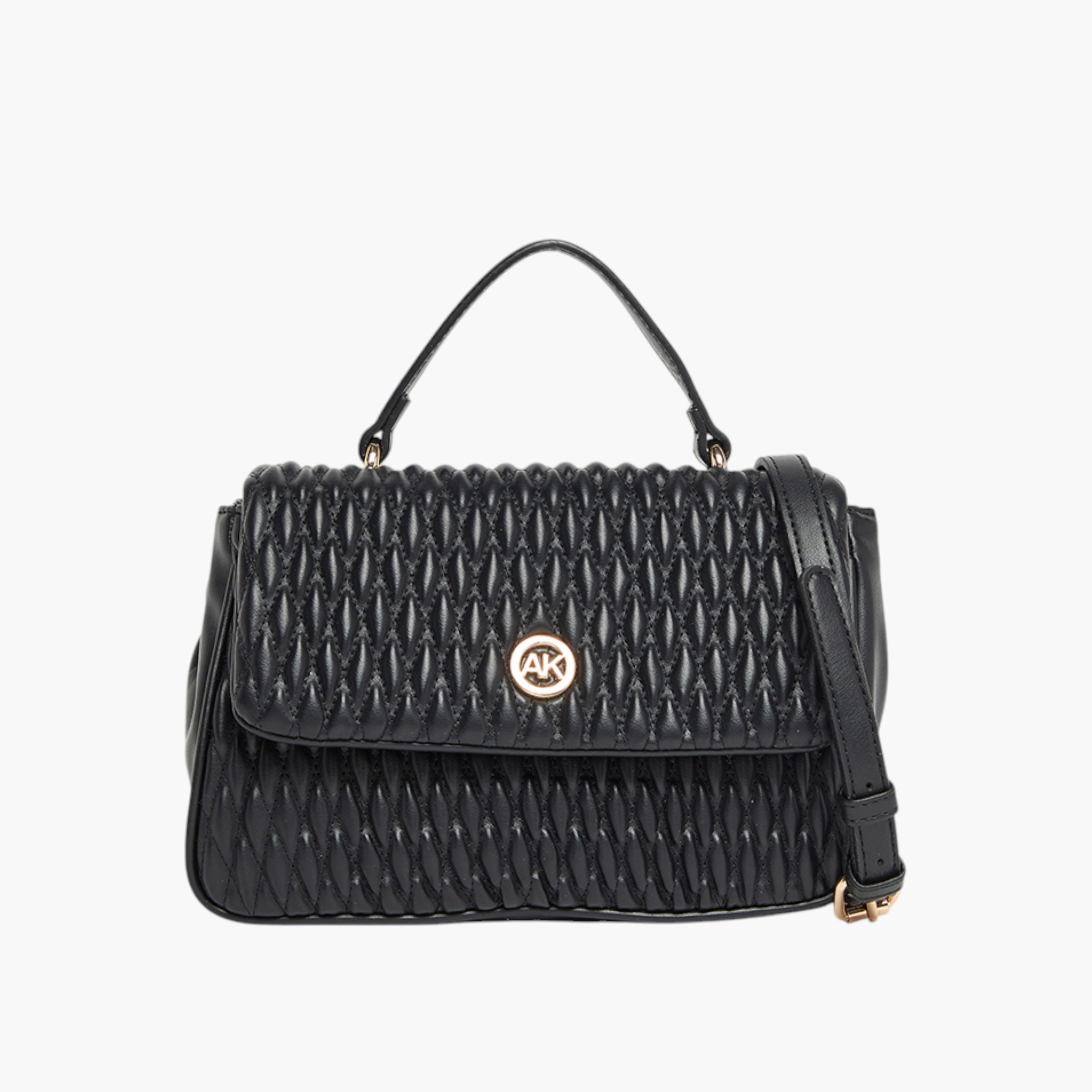 شنطة ساتشيل بارزة الملمس بحزام قابل للتعديل وطية إغلاق من آن كلاين-women-bagsandwallets-handbags-image-1