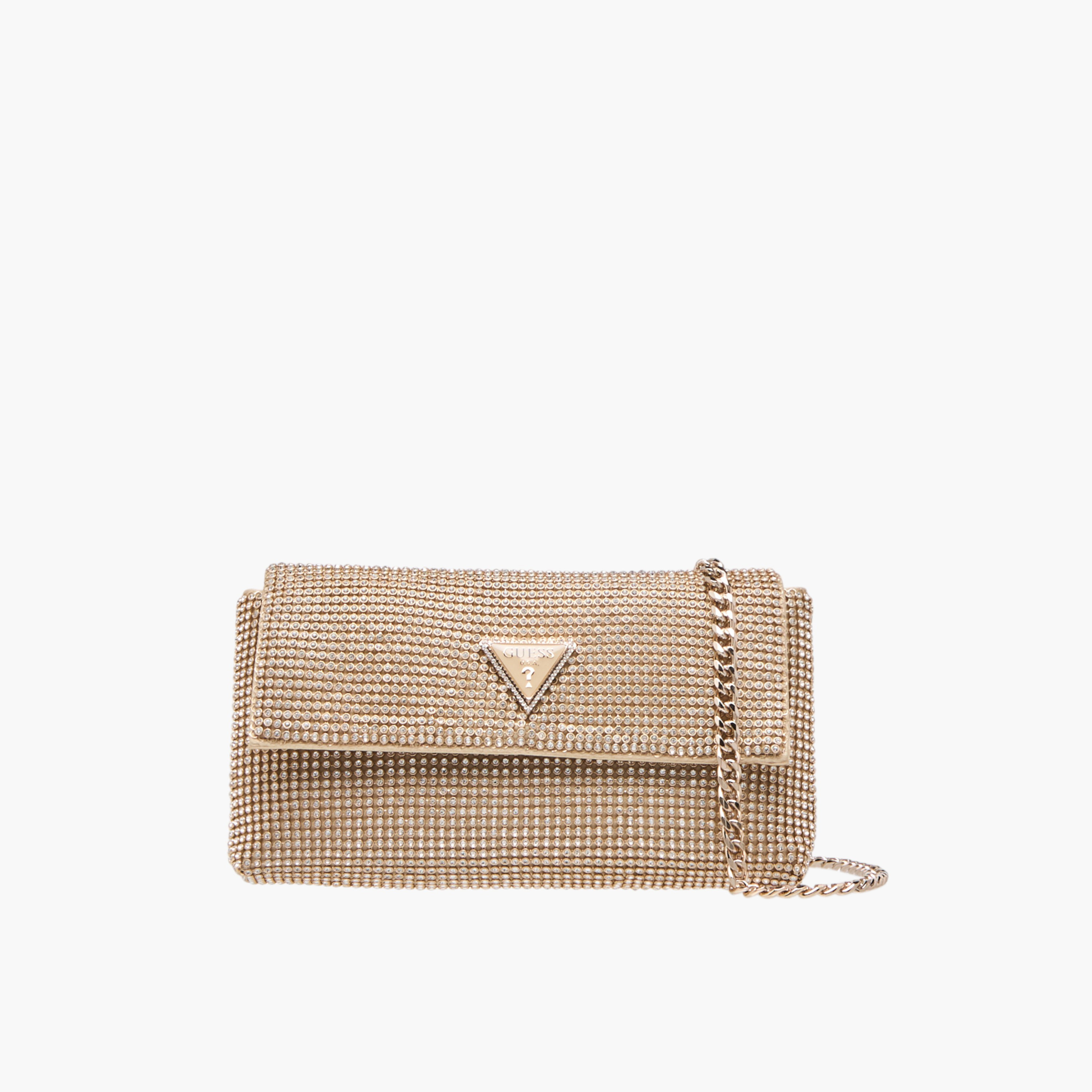 Guess Glenmont Embellished Clutch with Chain Strap and Flap Closure-women-bagsandwallets-handbags-image-1