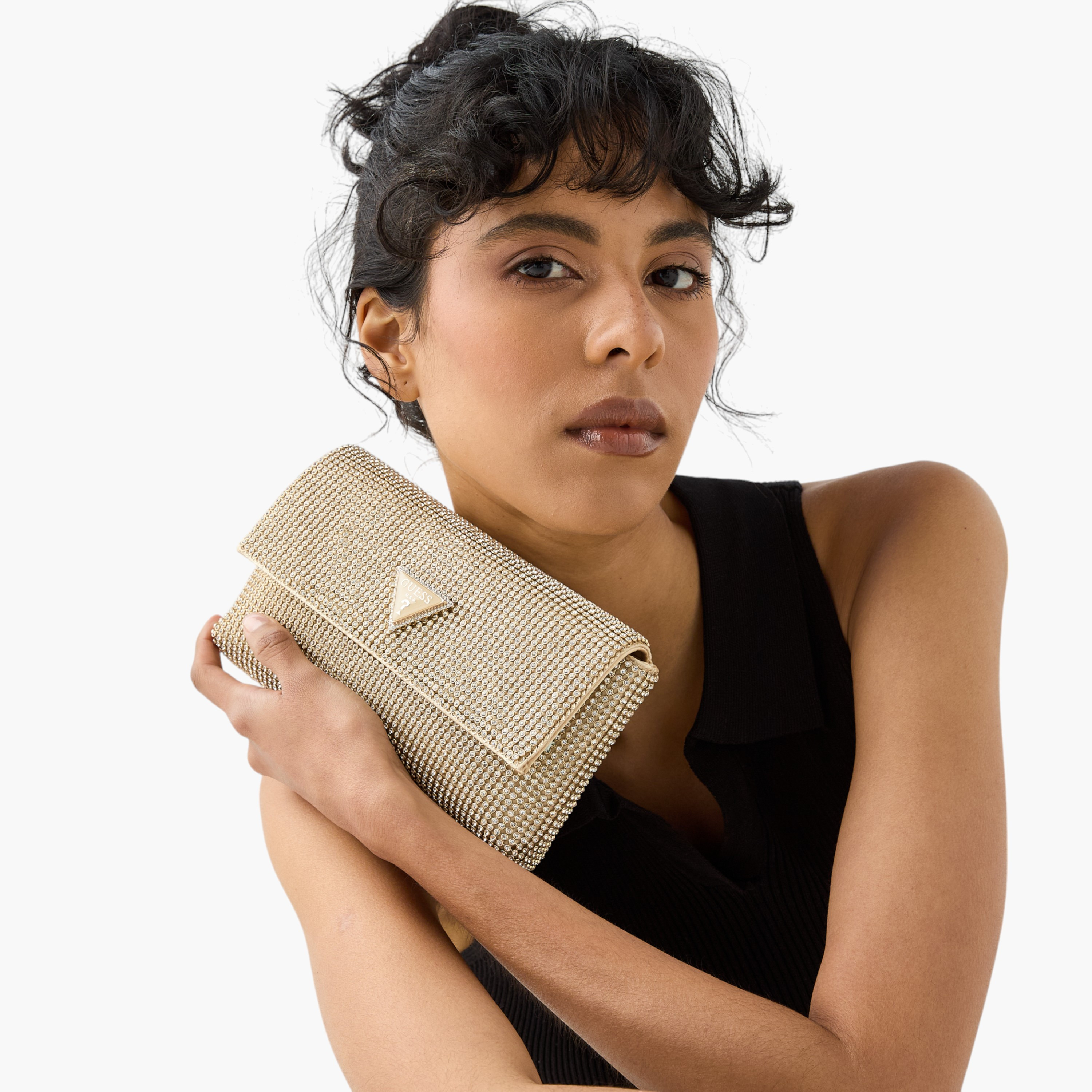 Guess Glenmont Embellished Clutch with Chain Strap and Flap Closure-women-bagsandwallets-handbags-image-2