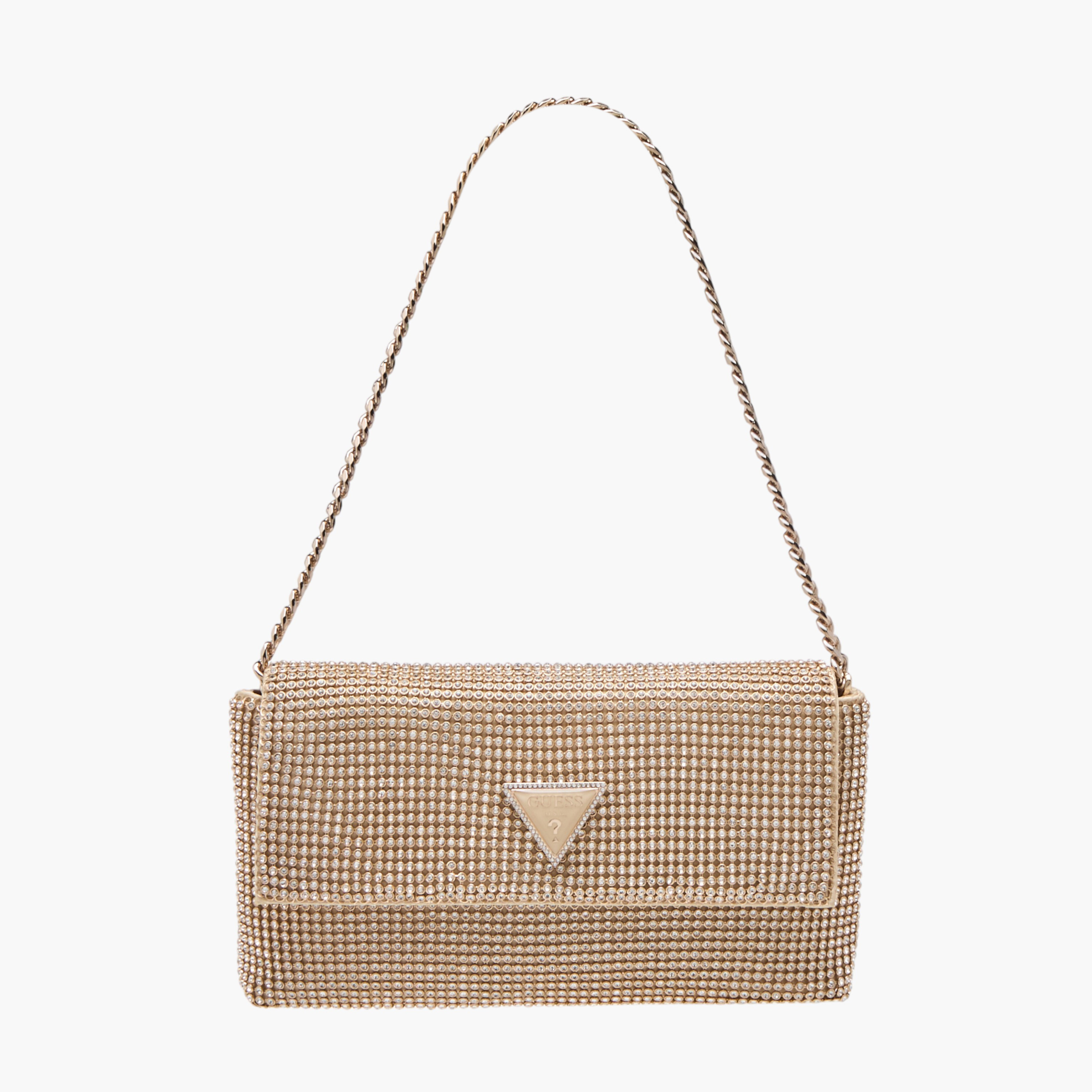 Guess Glenmont Embellished Clutch with Chain Strap and Flap Closure-women-bagsandwallets-handbags-image-3