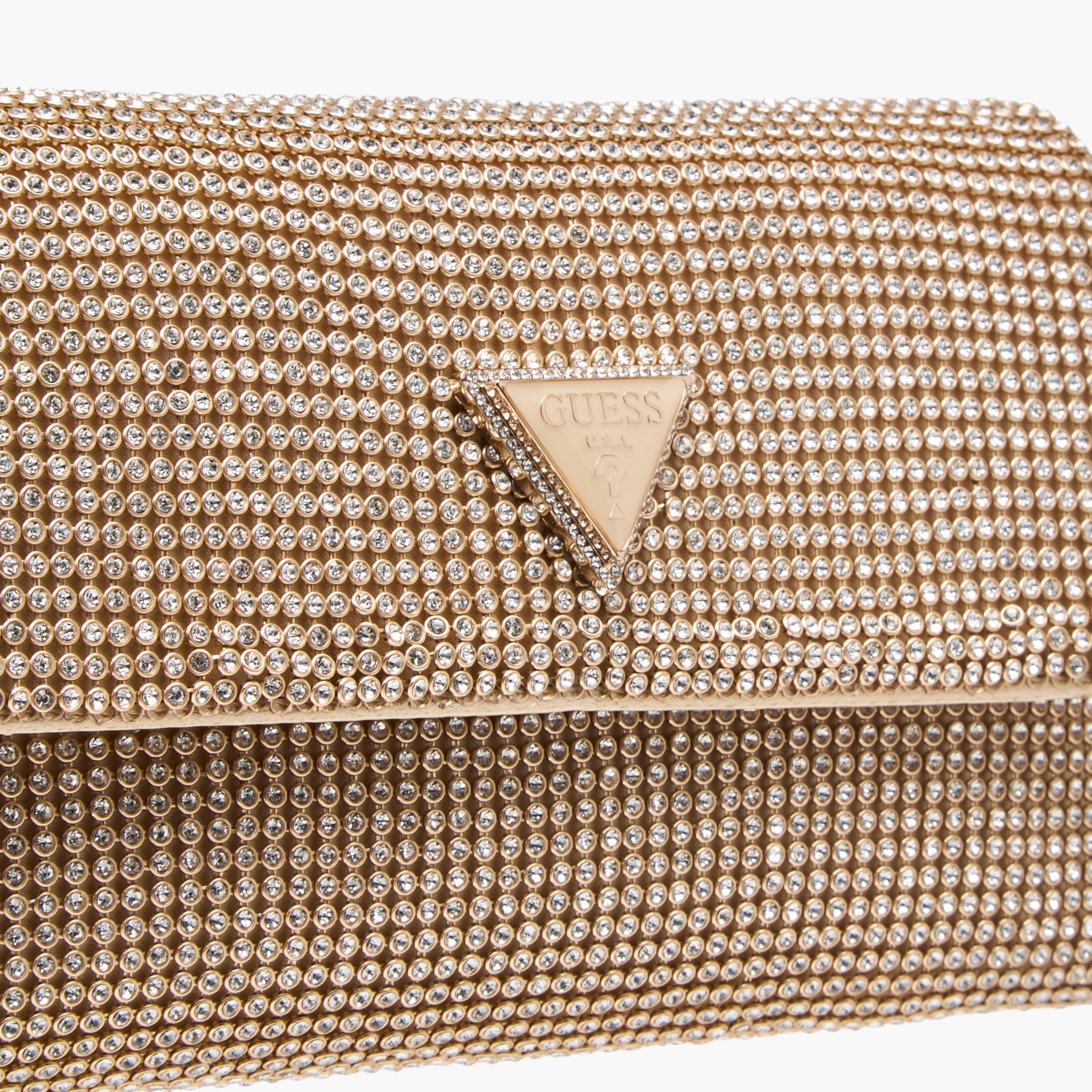 Guess Glenmont Embellished Clutch with Chain Strap and Flap Closure-women-bagsandwallets-handbags-image-5