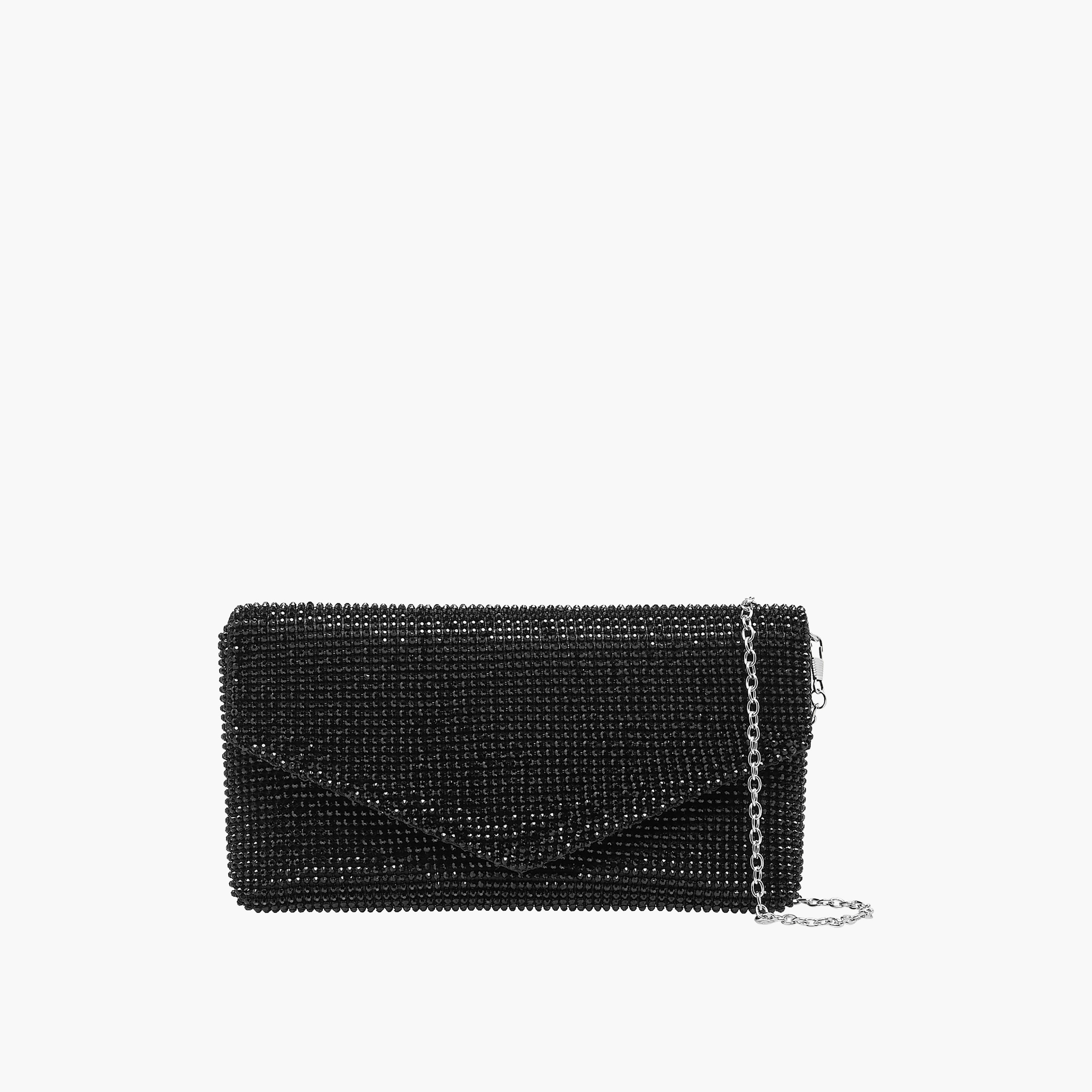 شنطة كلاتش مزيّنة بحزام سلسلة قابل للفصل وطية إغلاق من ساشا-women-bagsandwallets-handbags-image-1