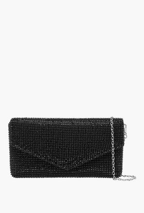 شنطة كلاتش مزيّنة بحزام سلسلة قابل للفصل وطية إغلاق من ساشا-women-bagsandwallets-handbags-image-1