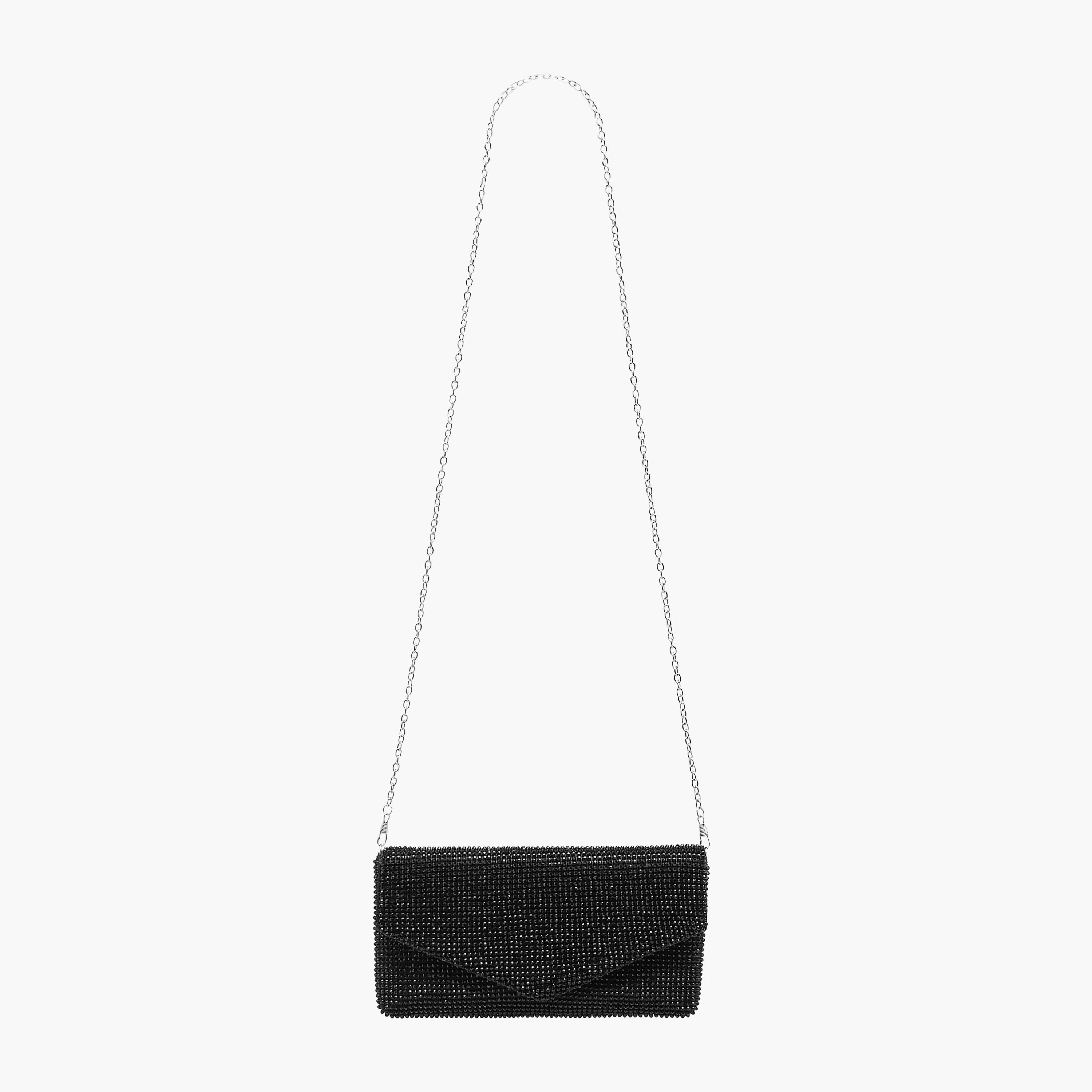 شنطة كلاتش مزيّنة بحزام سلسلة قابل للفصل وطية إغلاق من ساشا-women-bagsandwallets-handbags-image-3