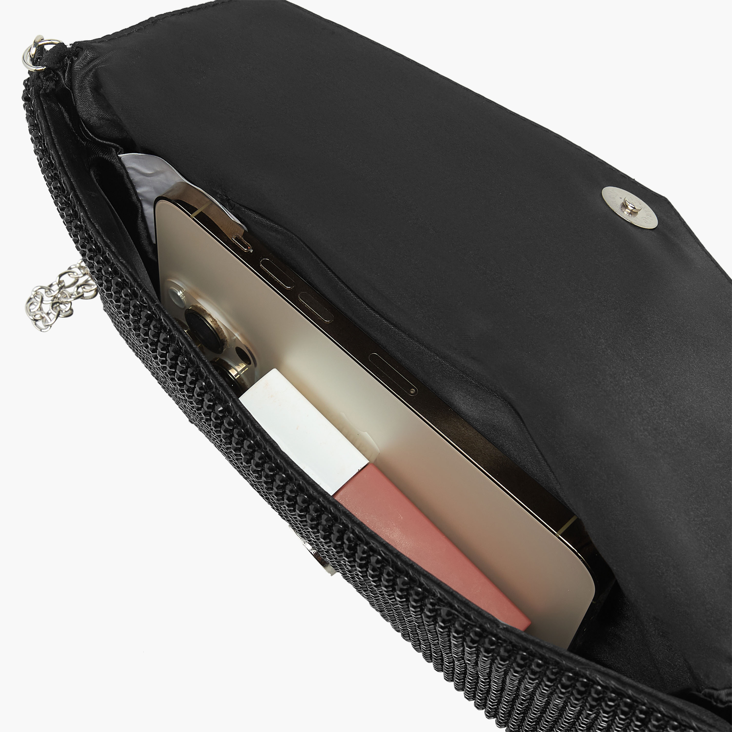 شنطة كلاتش مزيّنة بحزام سلسلة قابل للفصل وطية إغلاق من ساشا-women-bagsandwallets-handbags-image-9