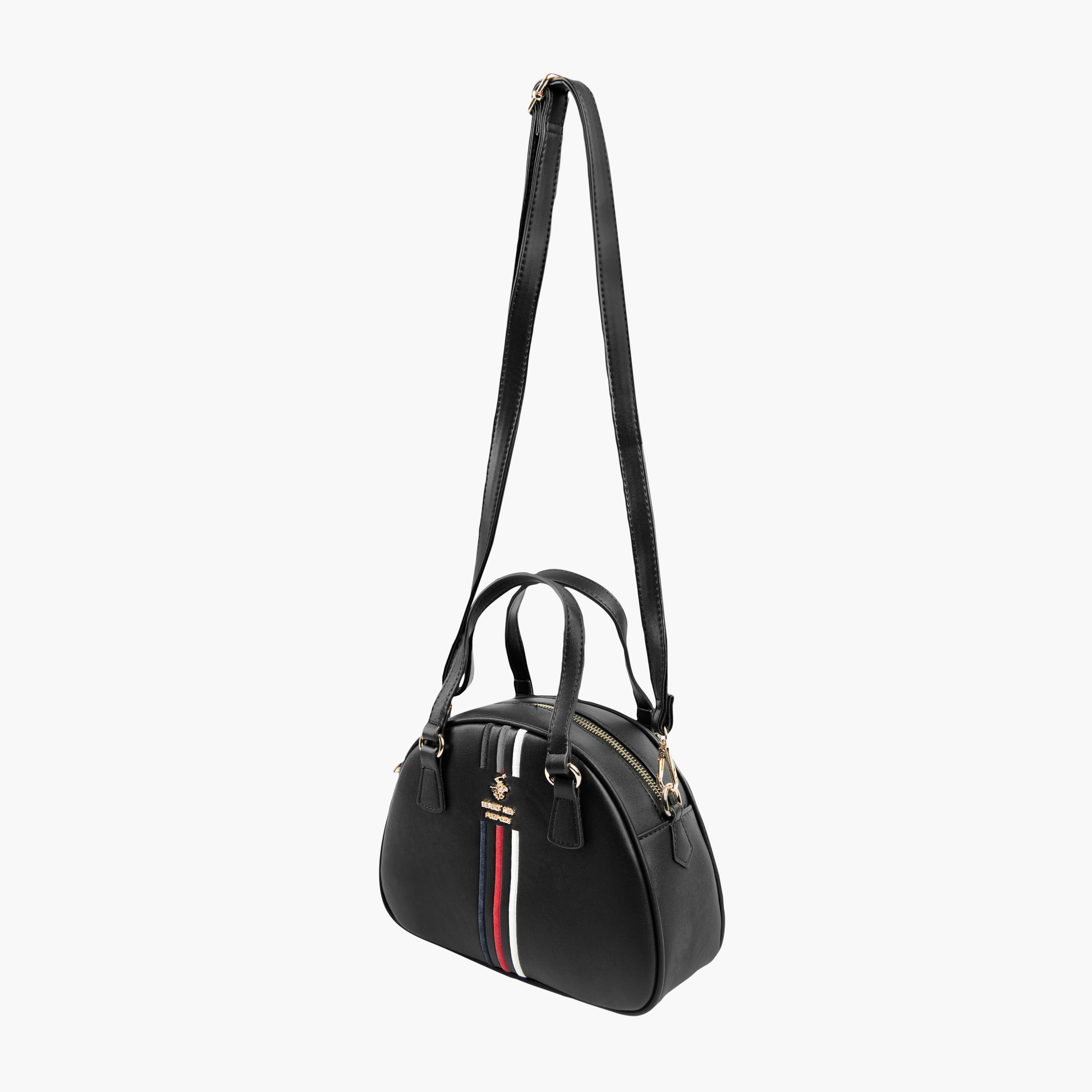 شنطة بسحاب إغلاق وحزام قابل للفصل وتفاصيل شعار من بيفرلي هيلز بولو كلوب-women-bagsandwallets-handbags-image-4