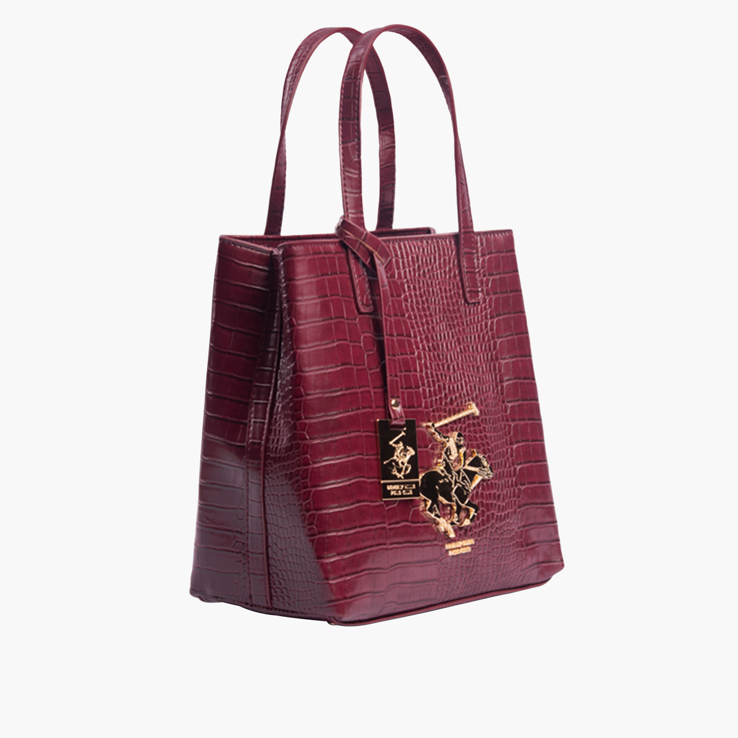 Beverly Hills Polo Club Textured Tote Bag with Detachable Strap and Zip Closure-women-bagsandwallets-handbags-image-7