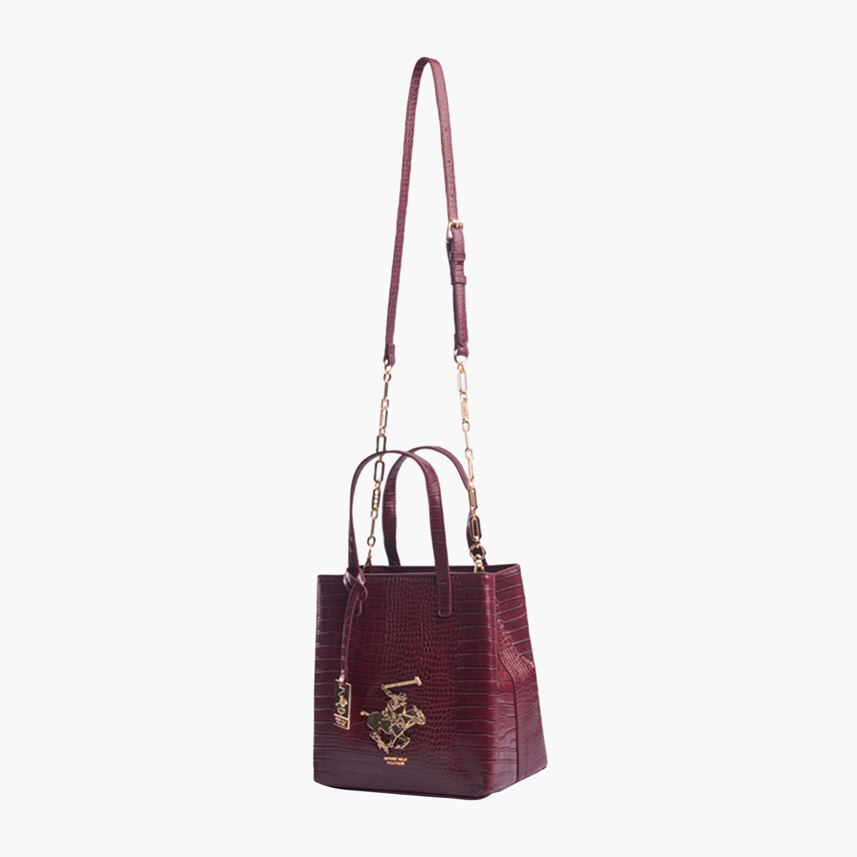 Beverly Hills Polo Club Textured Tote Bag with Detachable Strap and Zip Closure-women-bagsandwallets-handbags-image-8