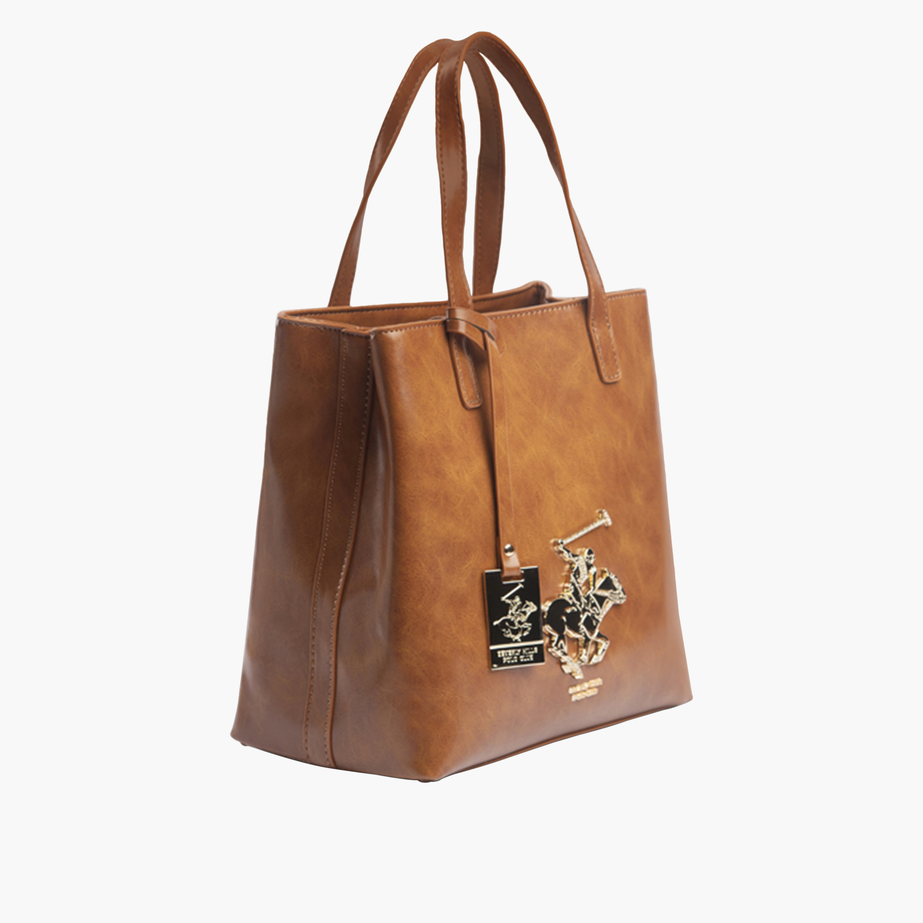 Beverly Hills Polo Club Textured Tote Bag with Detachable Strap and Zip Closure-women-bagsandwallets-handbags-image-11