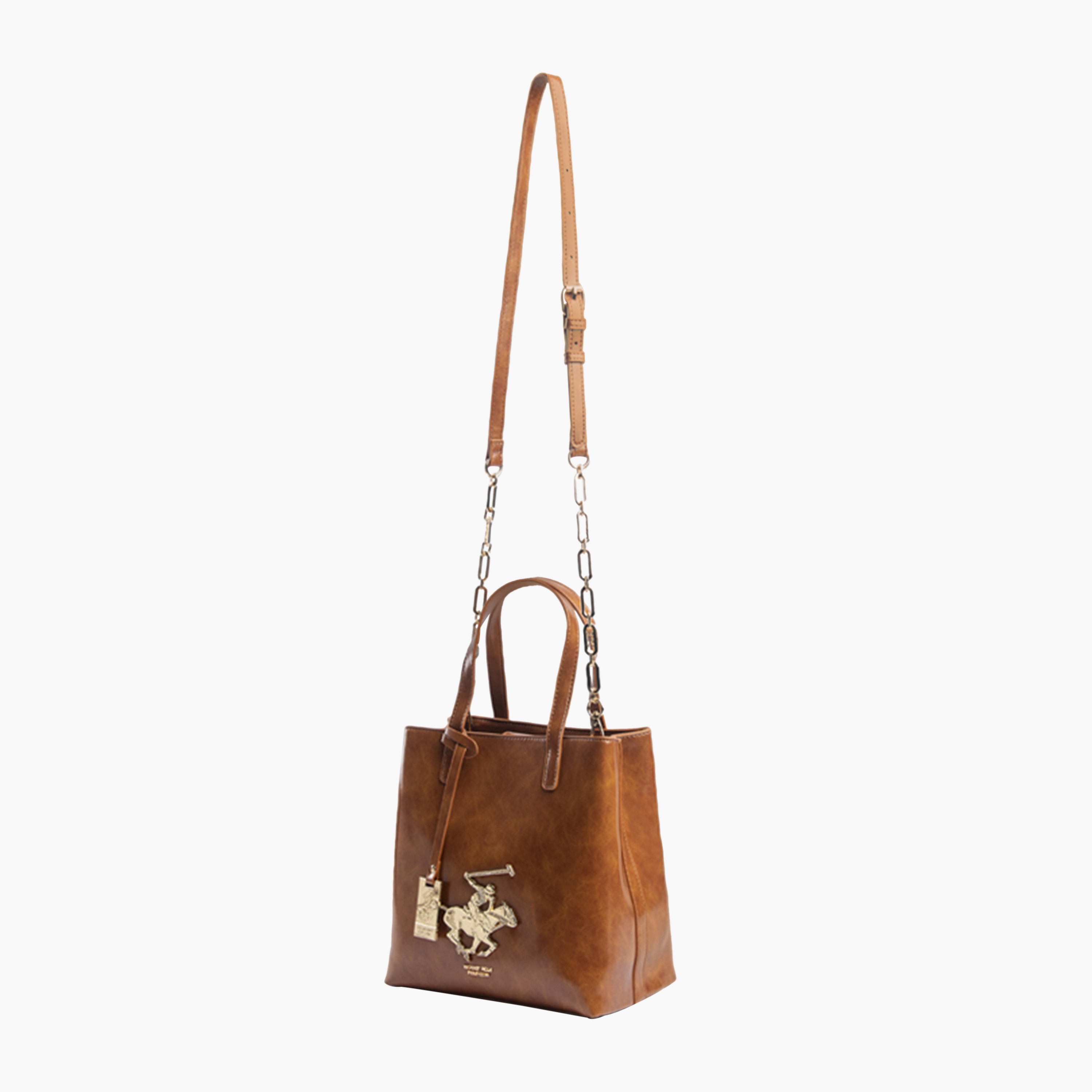 Beverly Hills Polo Club Textured Tote Bag with Detachable Strap and Zip Closure-women-bagsandwallets-handbags-image-12