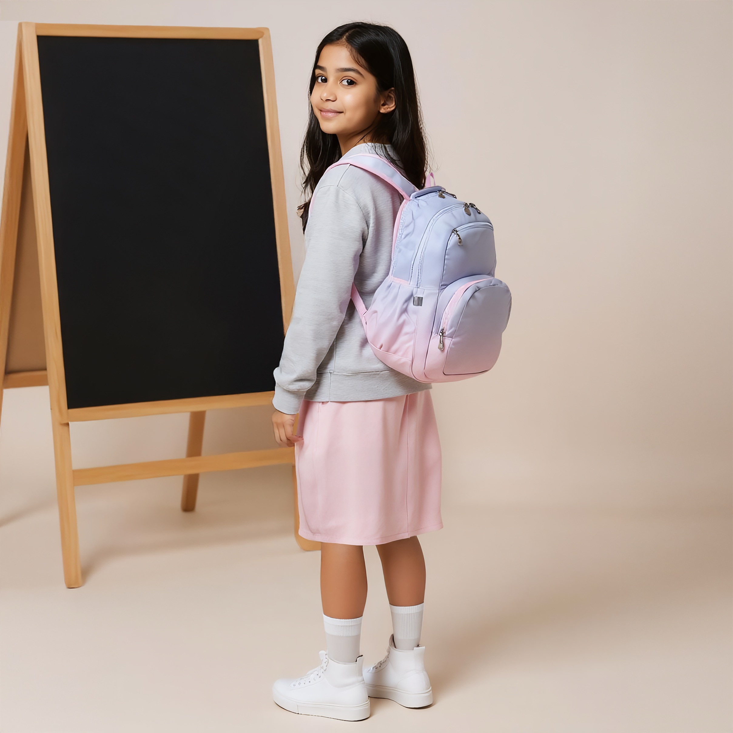 Juniors Ombre Backpack with Adjustable Straps and Zip Closure - 17 inches-school-bagsandbackpacks-backpacks-image-2