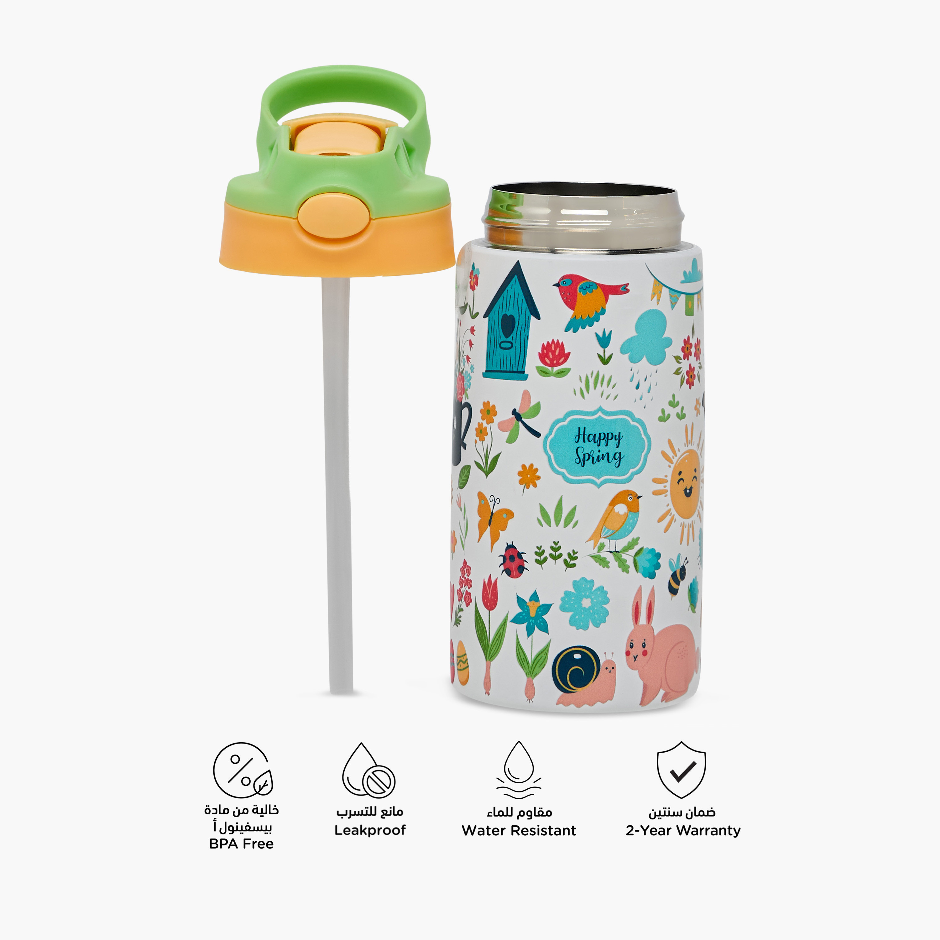 Juniors Printed Stainless Steel Water Bottle with BPA-Free – 350 ml-school-waterbottles-image-4