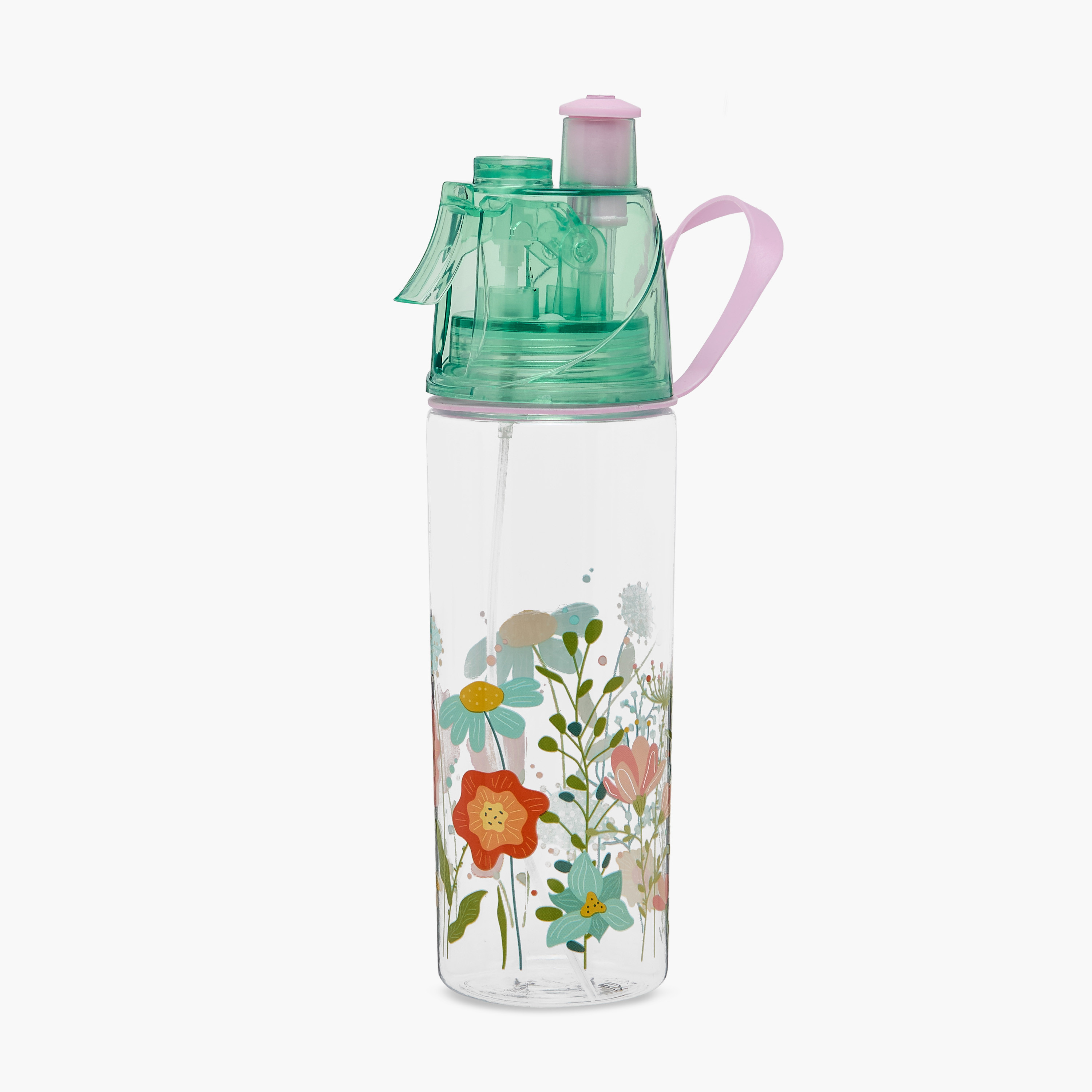 Juniors Floral Tritan Water Bottle with Water Mist Trigger – 580 ml-school-waterbottles-image-1