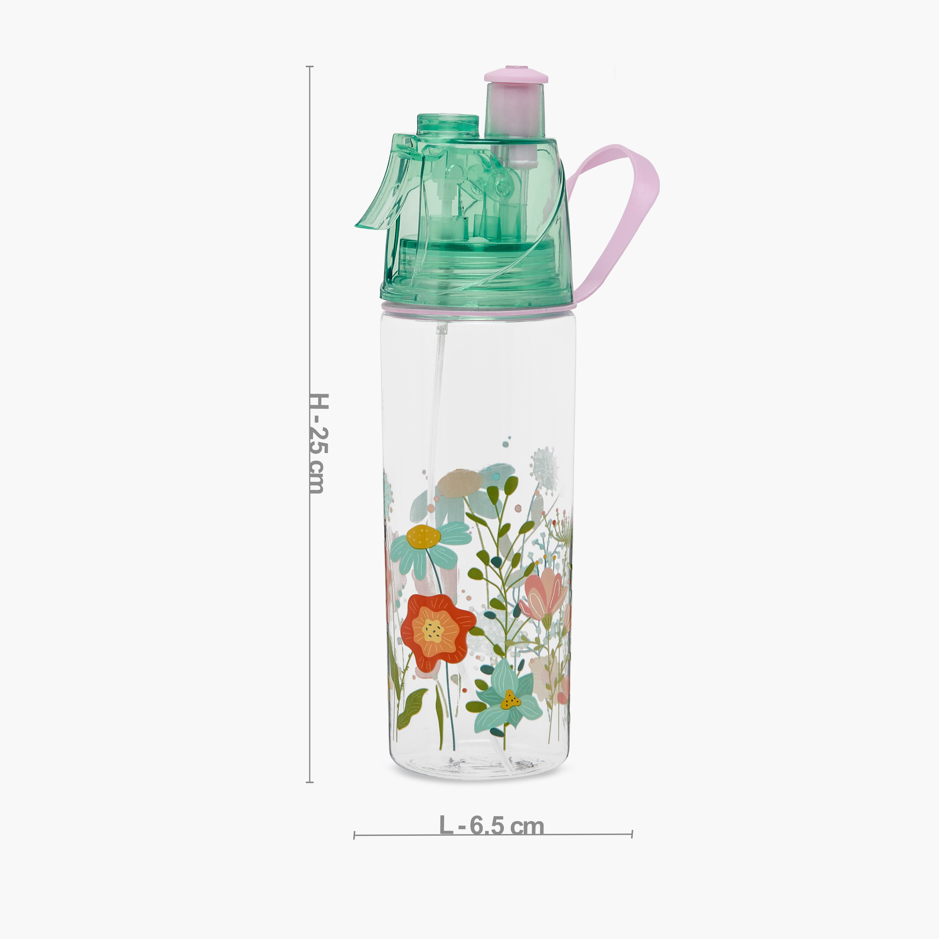 Juniors Floral Tritan Water Bottle with Water Mist Trigger – 580 ml-school-waterbottles-image-2