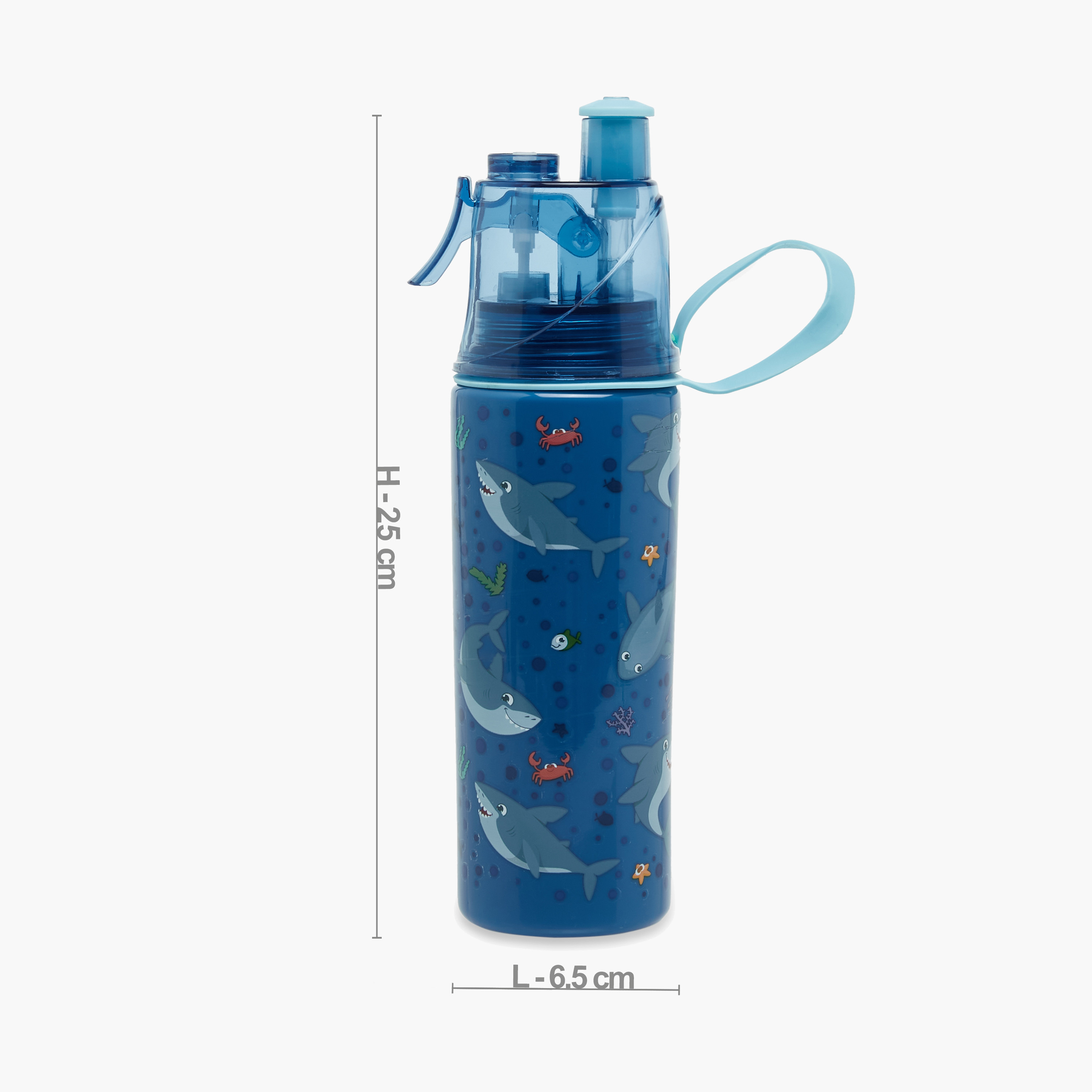 Juniors Shark Print Tritan Spray Water Bottle - 580 ml-school-waterbottles-image-2