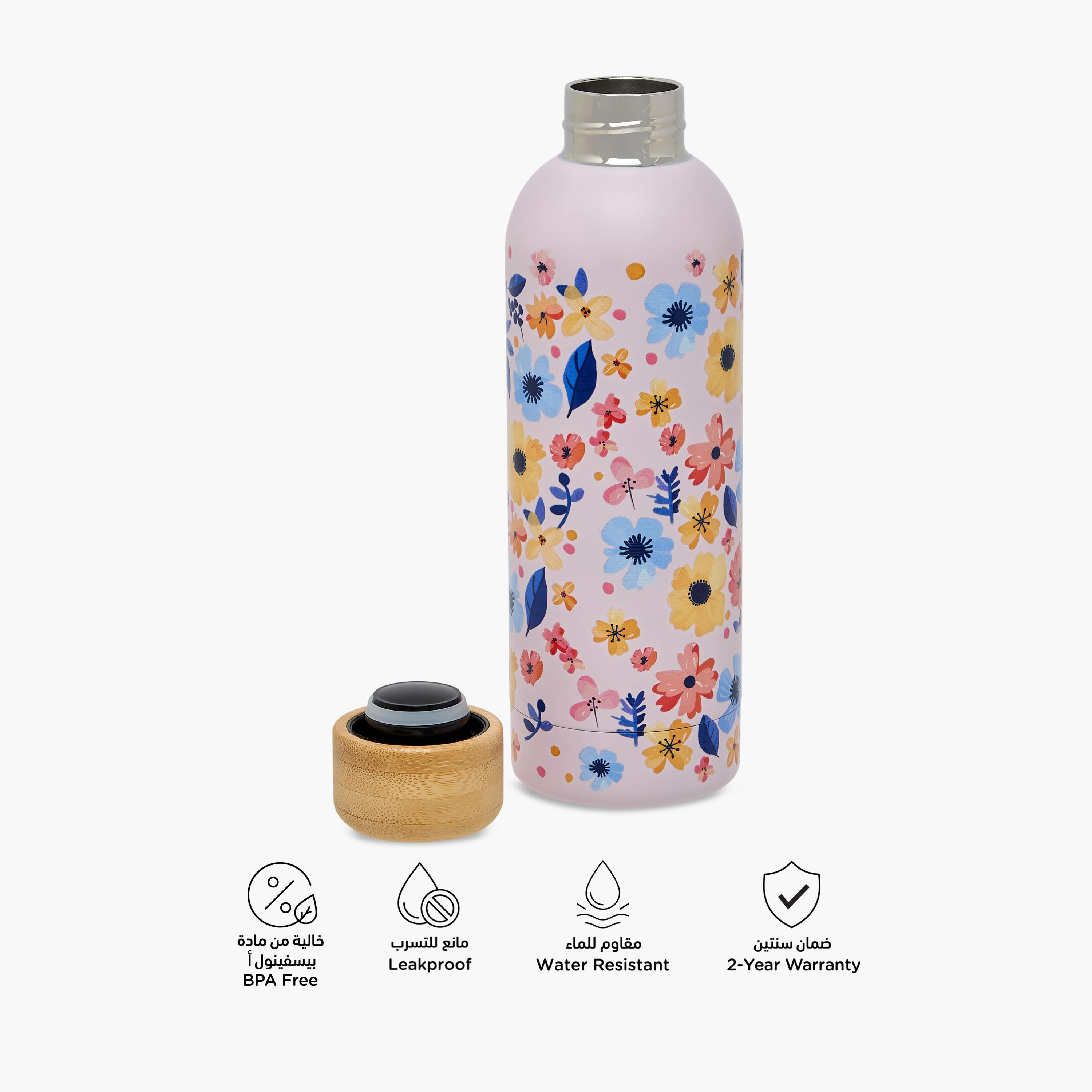 Juniors Floral Stainless Steel Water Bottle with Insulation – 500 ml-school-waterbottles-image-4
