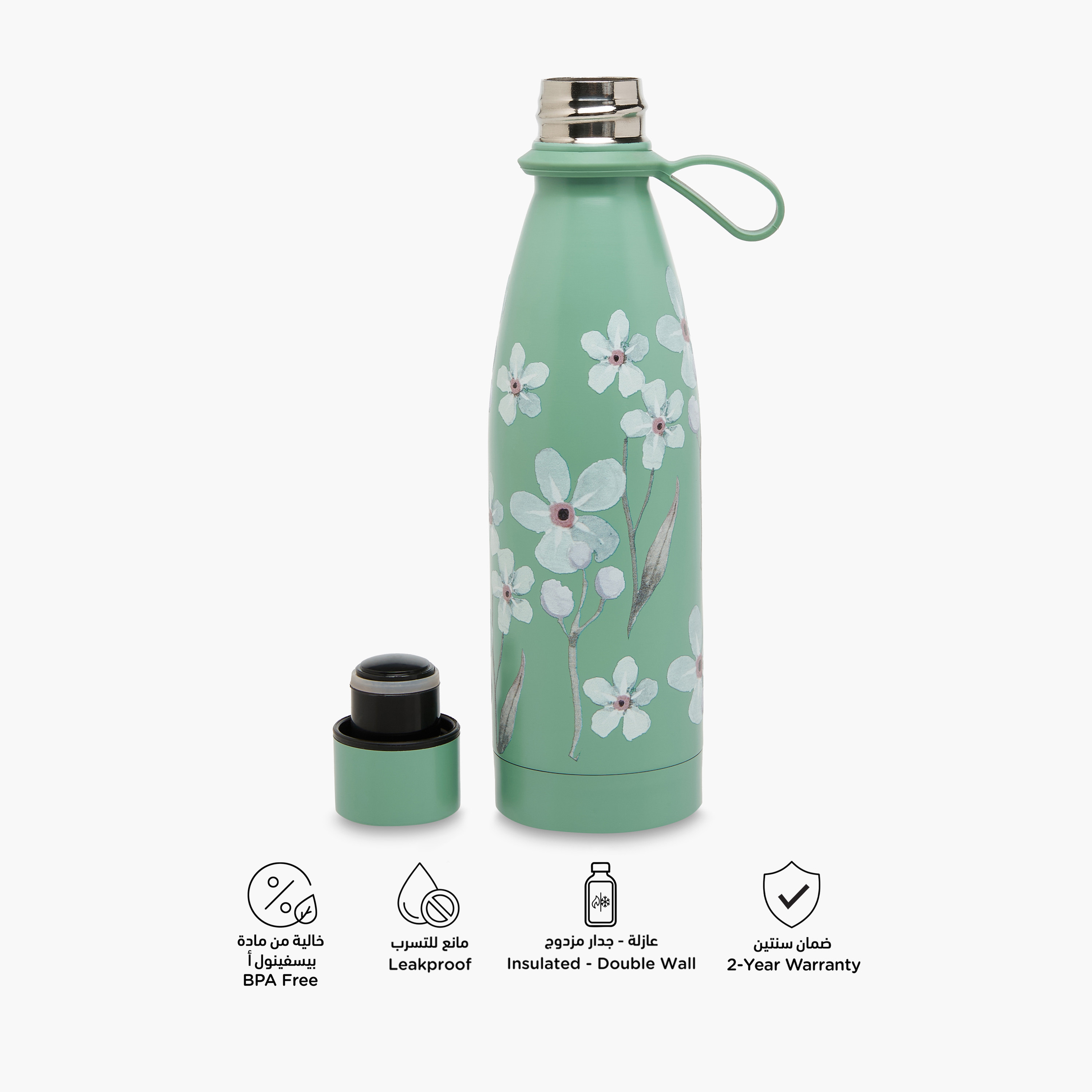 Juniors Floral Print Insulated Water Bottle - 500 ml-school-waterbottles-image-4