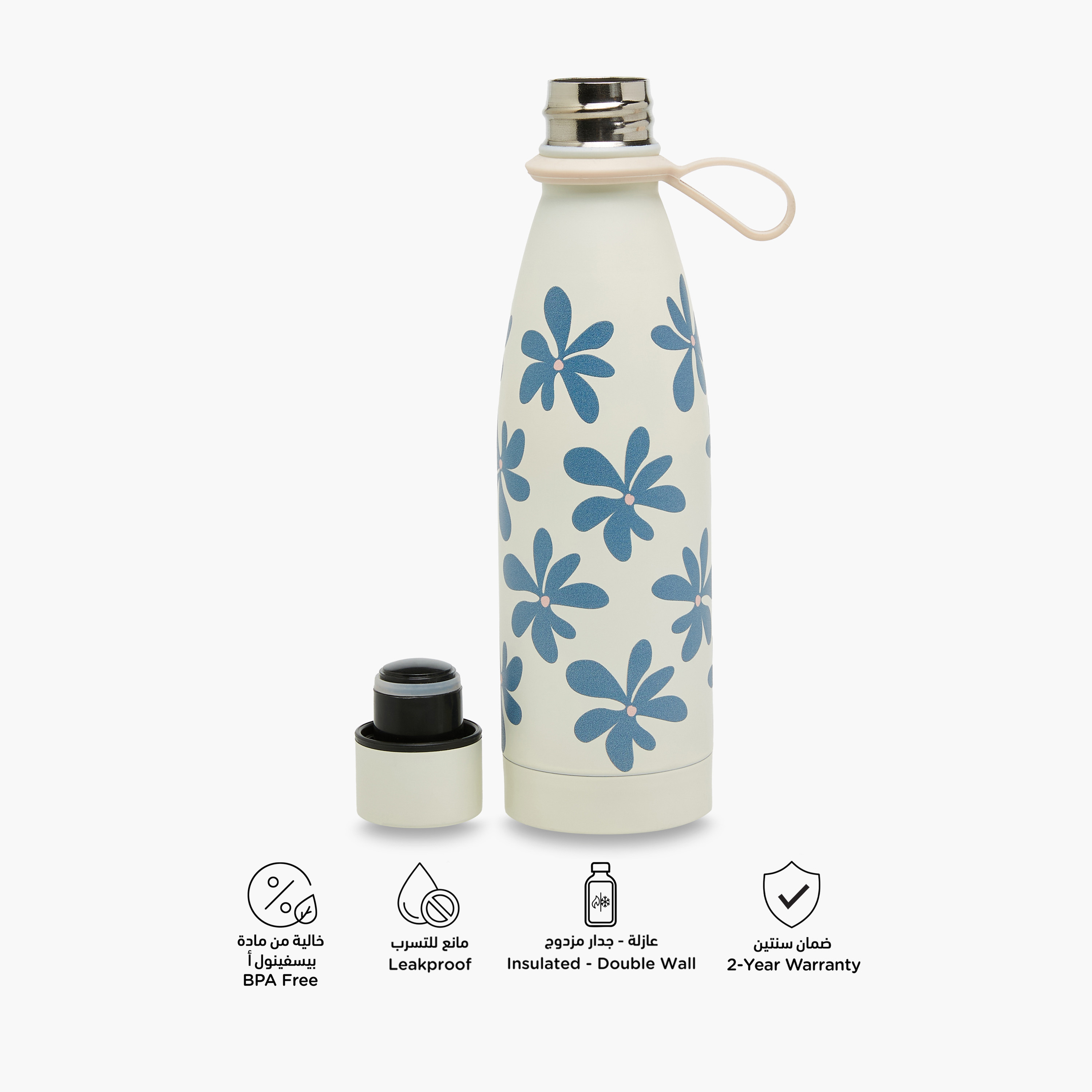 Juniors Floral Print Insulated Water Bottle - 500 ml-school-waterbottles-image-4