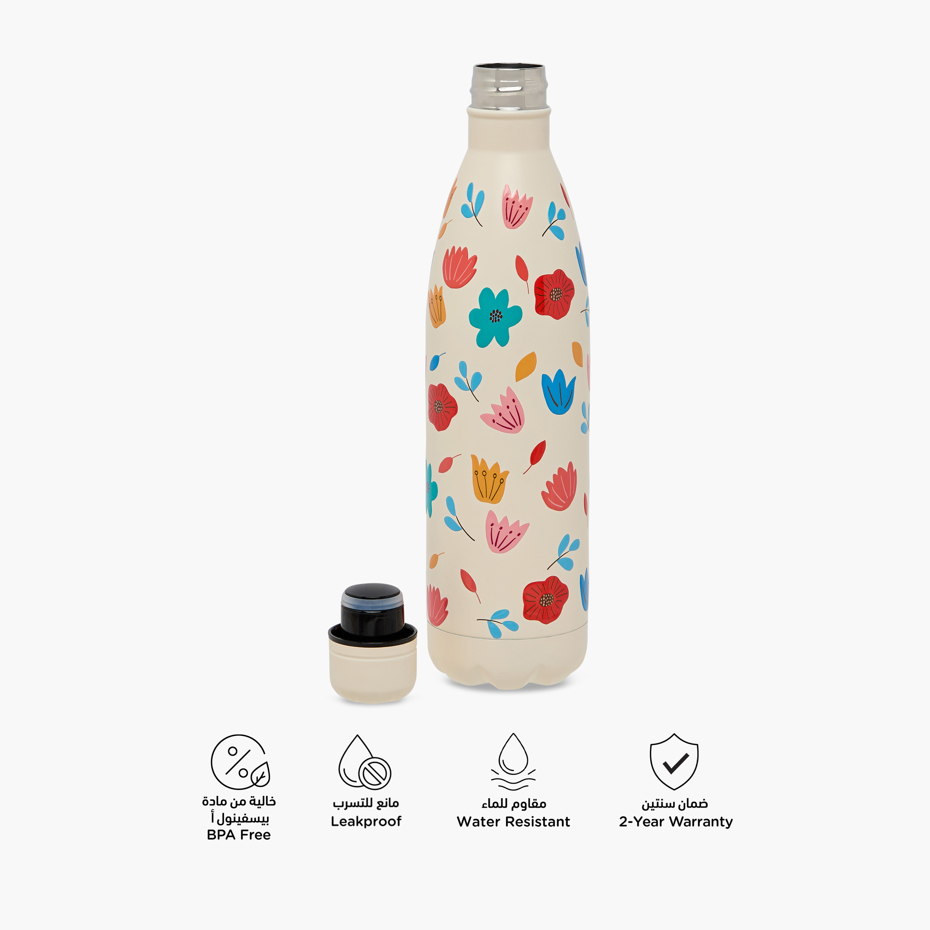 Juniors Floral Stainless Steel Water Bottle with Insulation – 750 ml-school-waterbottles-image-4