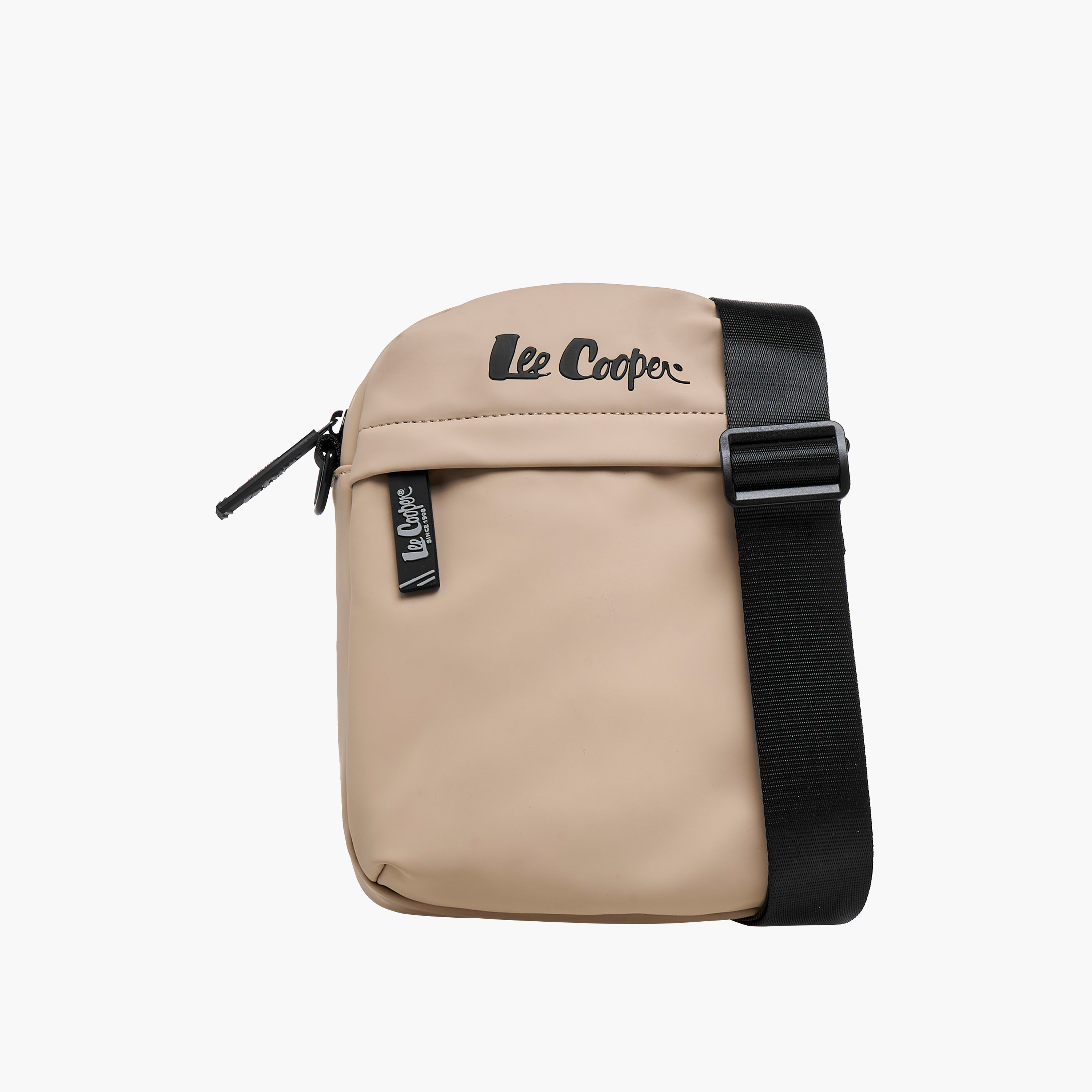 Lee Cooper Solid Crossbody Bag with Adjustable Strap-men-bags-image-1