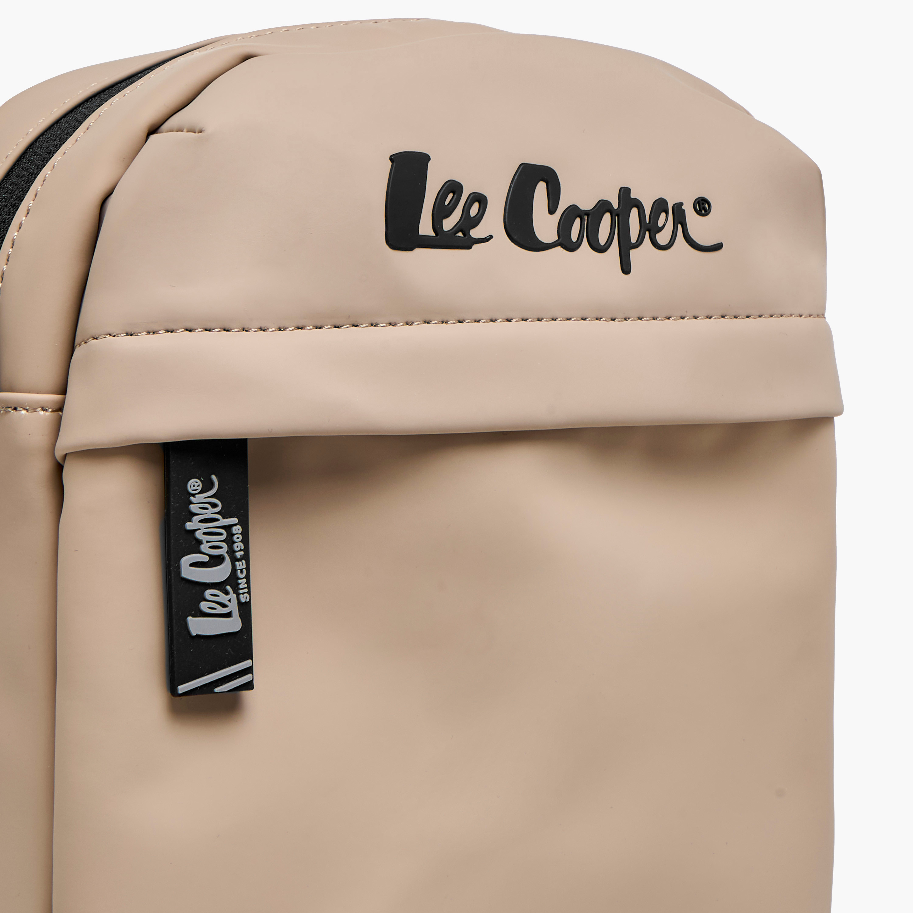 Lee Cooper Solid Crossbody Bag with Adjustable Strap-men-bags-image-5