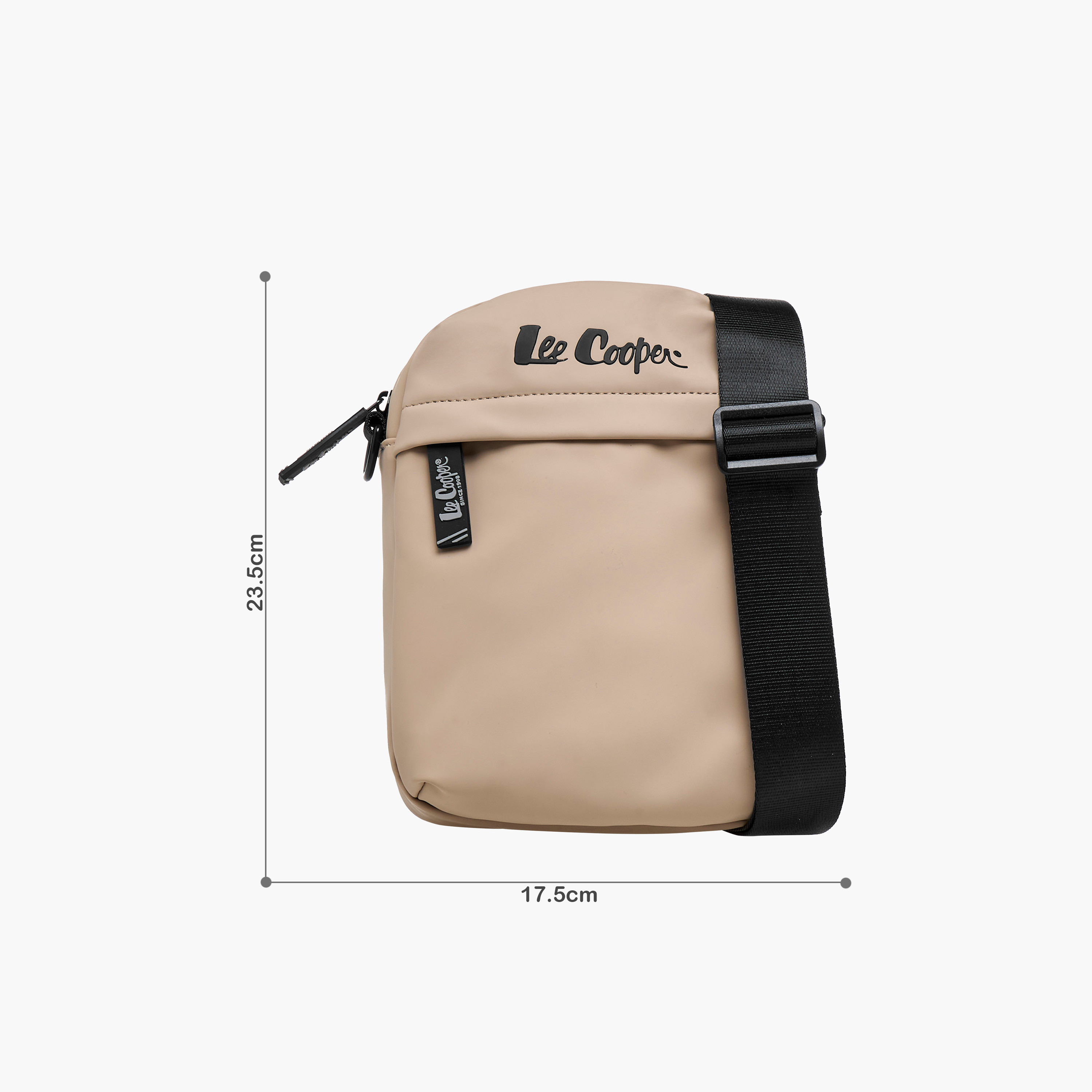 Lee Cooper Solid Crossbody Bag with Adjustable Strap-men-bags-image-2