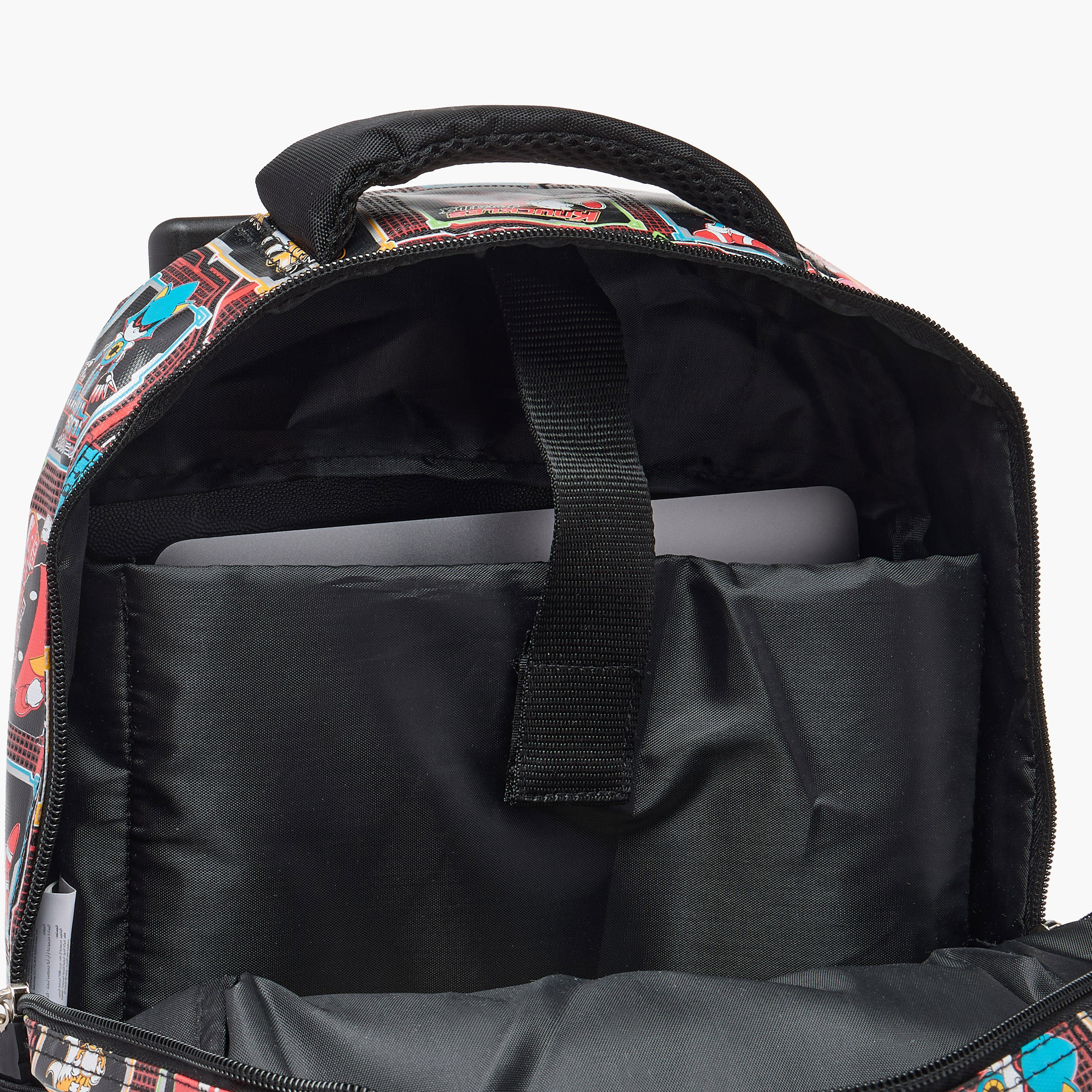 شنطة ظهر ترولي بمقبض قابل للسحب وسحاب إغلاق وطبعات سونيك - 16 بوصة-school-bagsandbackpacks-trolleybags-image-18
