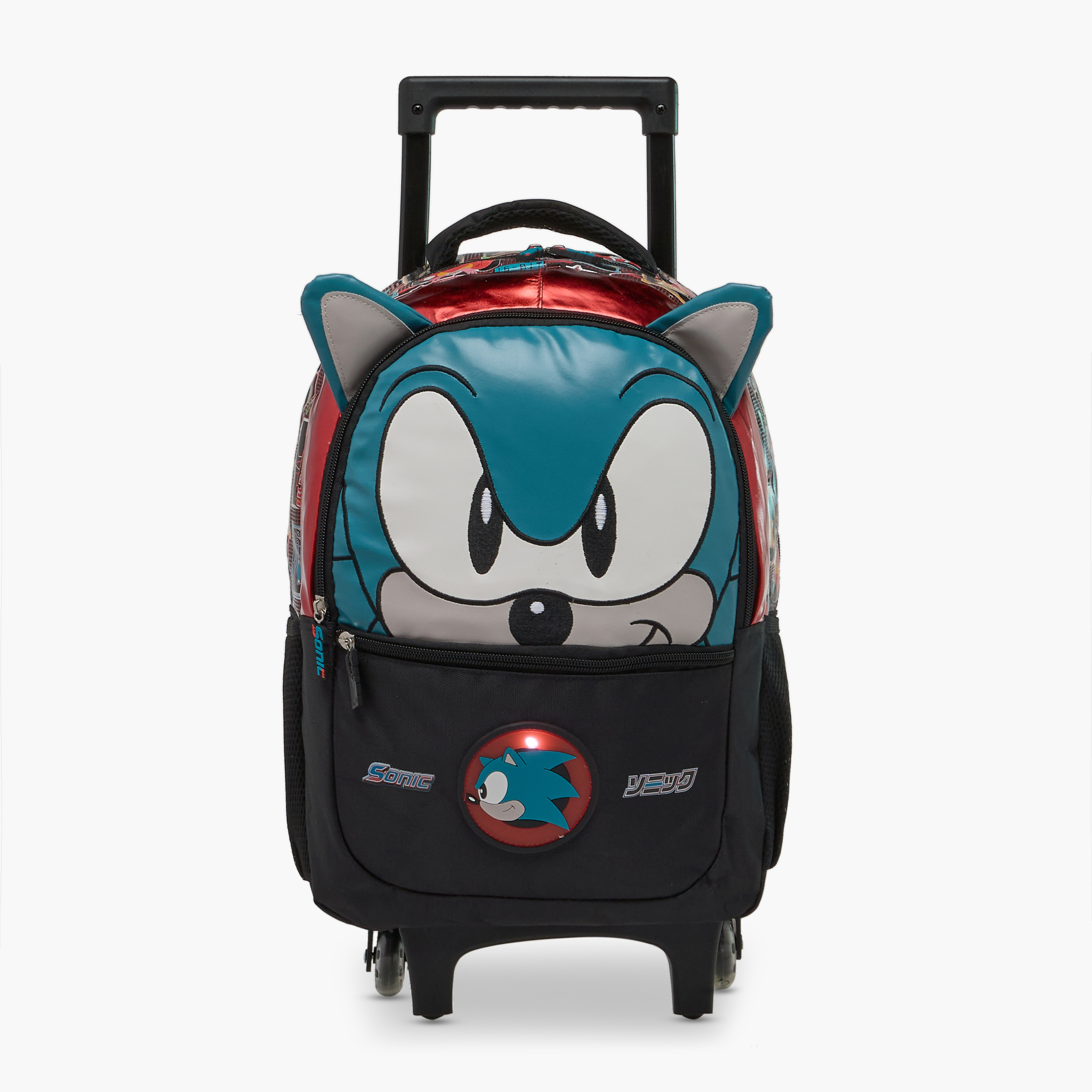 شنطة ظهر ترولي بمقبض قابل للسحب وسحاب إغلاق وطبعات سونيك - 16 بوصة-school-bagsandbackpacks-trolleybags-image-19