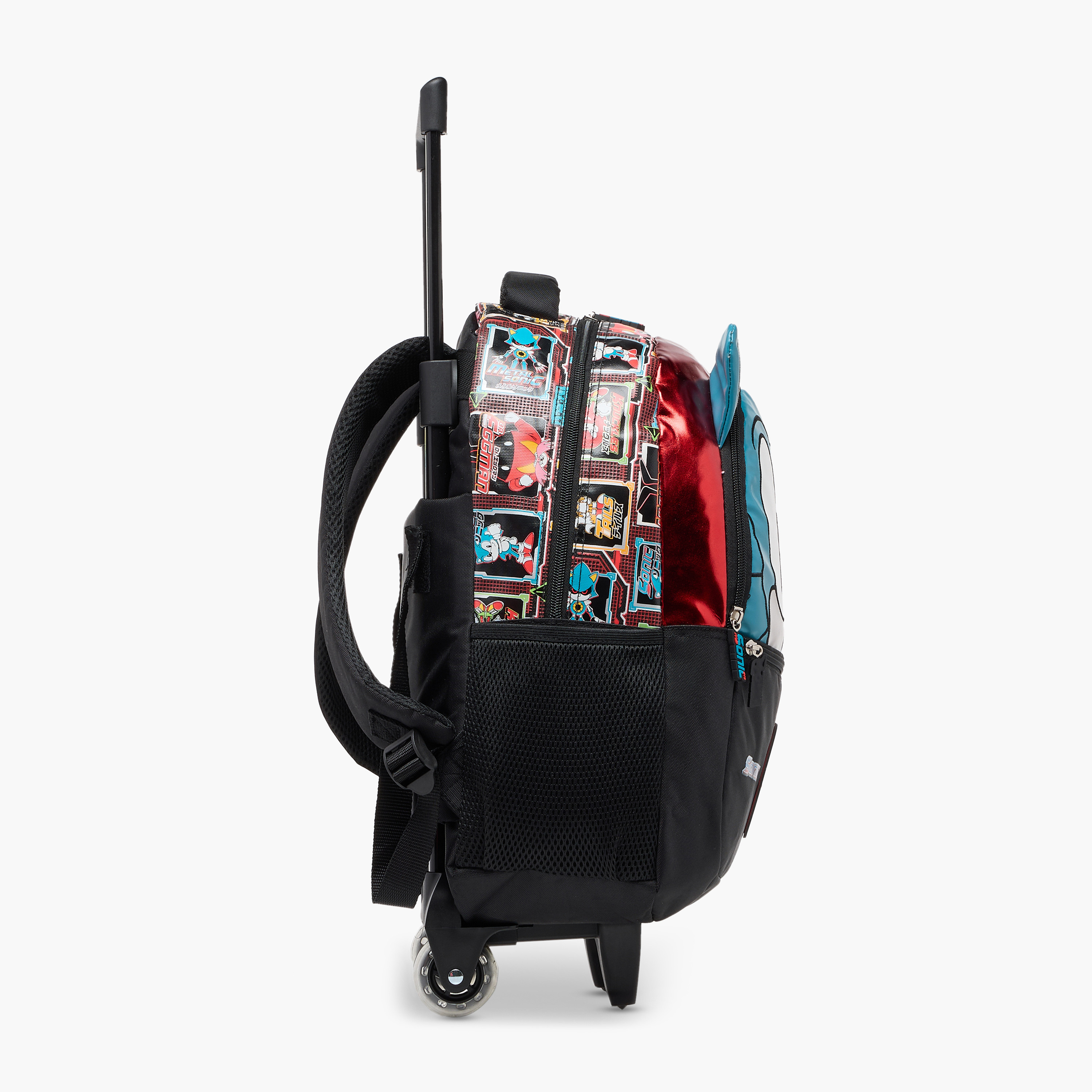 شنطة ظهر ترولي بمقبض قابل للسحب وسحاب إغلاق وطبعات سونيك - 16 بوصة-school-bagsandbackpacks-trolleybags-image-5