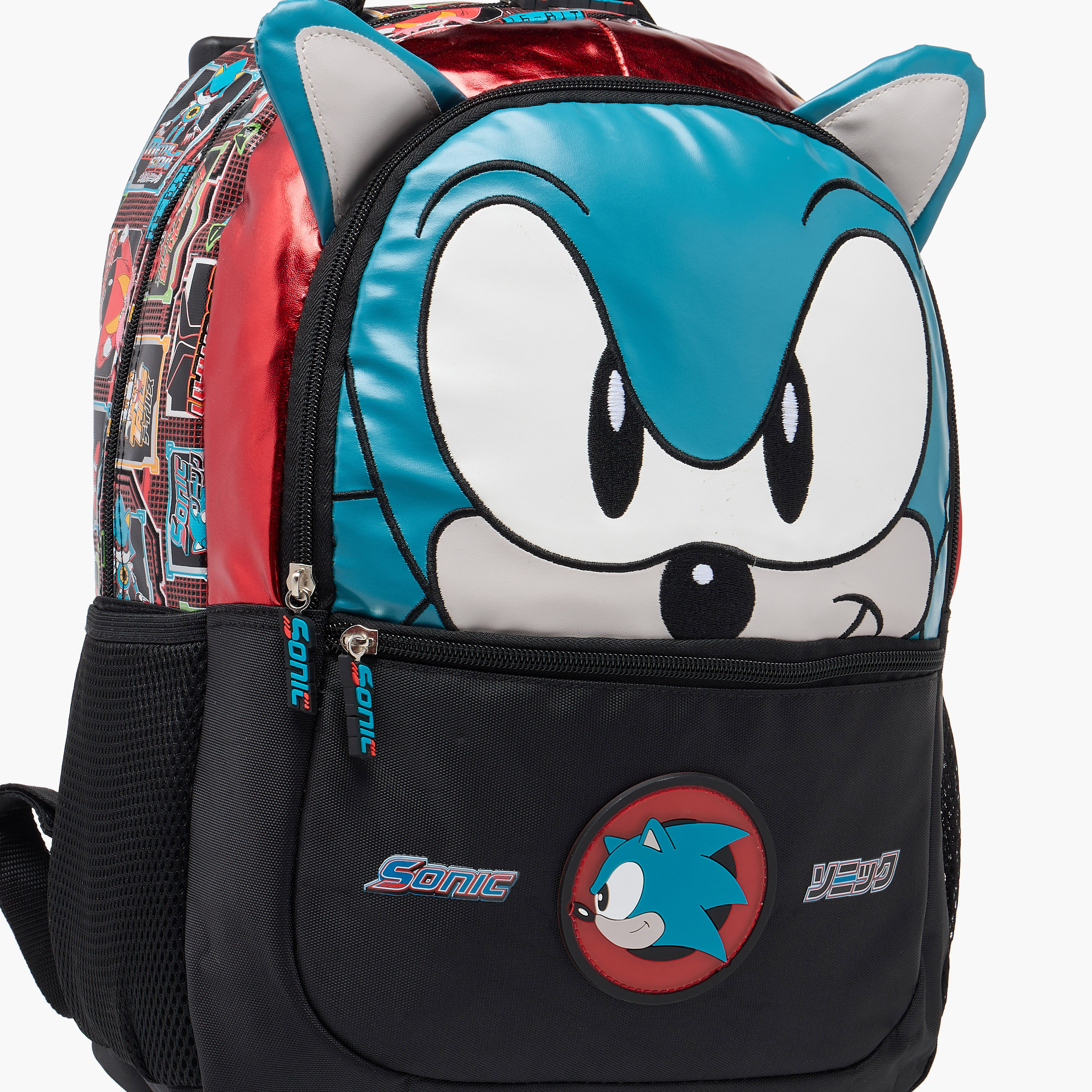شنطة ظهر ترولي بمقبض قابل للسحب وسحاب إغلاق وطبعات سونيك - 16 بوصة-school-bagsandbackpacks-trolleybags-image-10