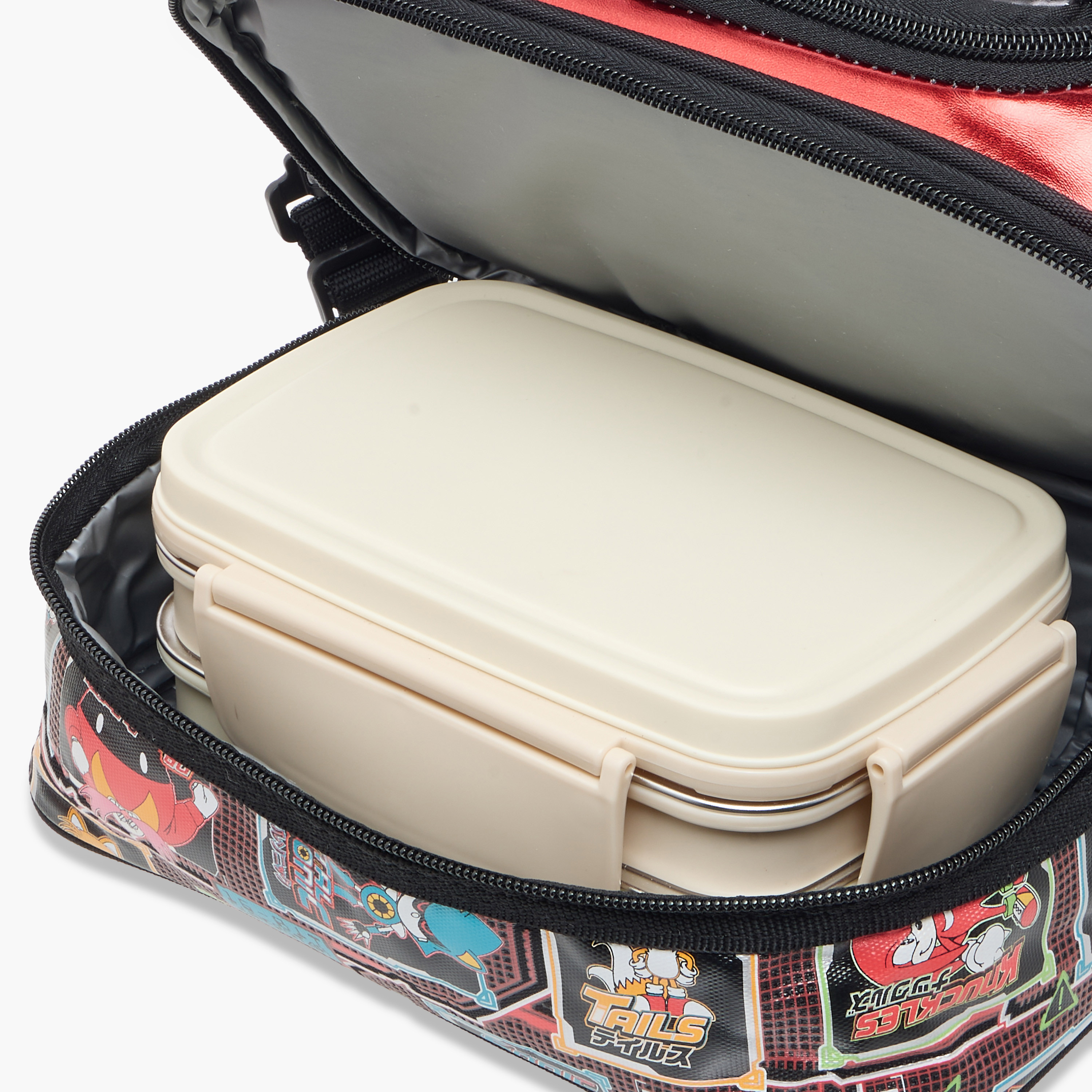 شنطة غداء بطبقتين بطبعات سونيك القنفذ وسحّاب إغلاق-school-lunchessentials-lunchbags-image-9
