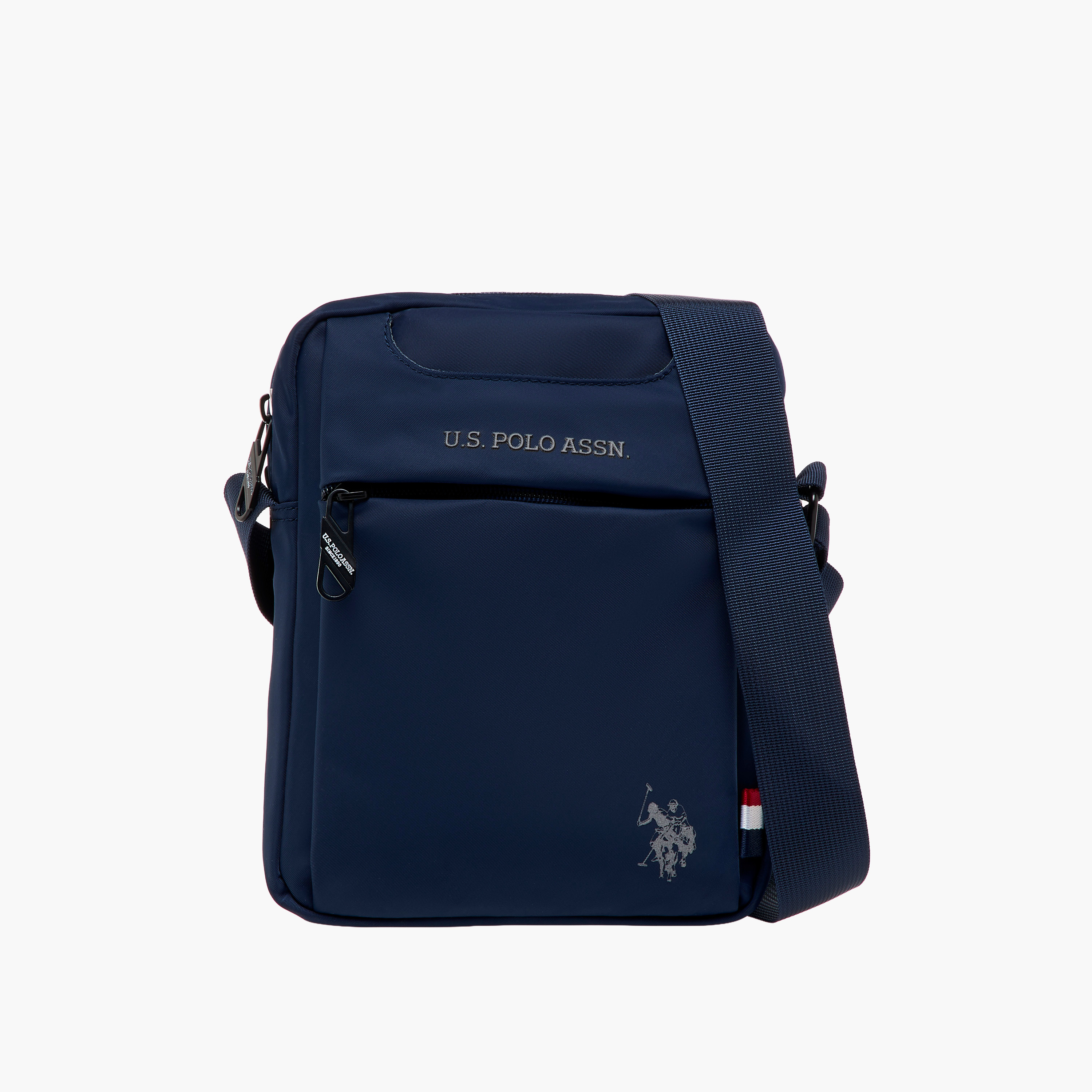 US POLO ASSN. Solid Crossbody Bag with Adjustable Strap and Zip Closure-men-bags-image-1