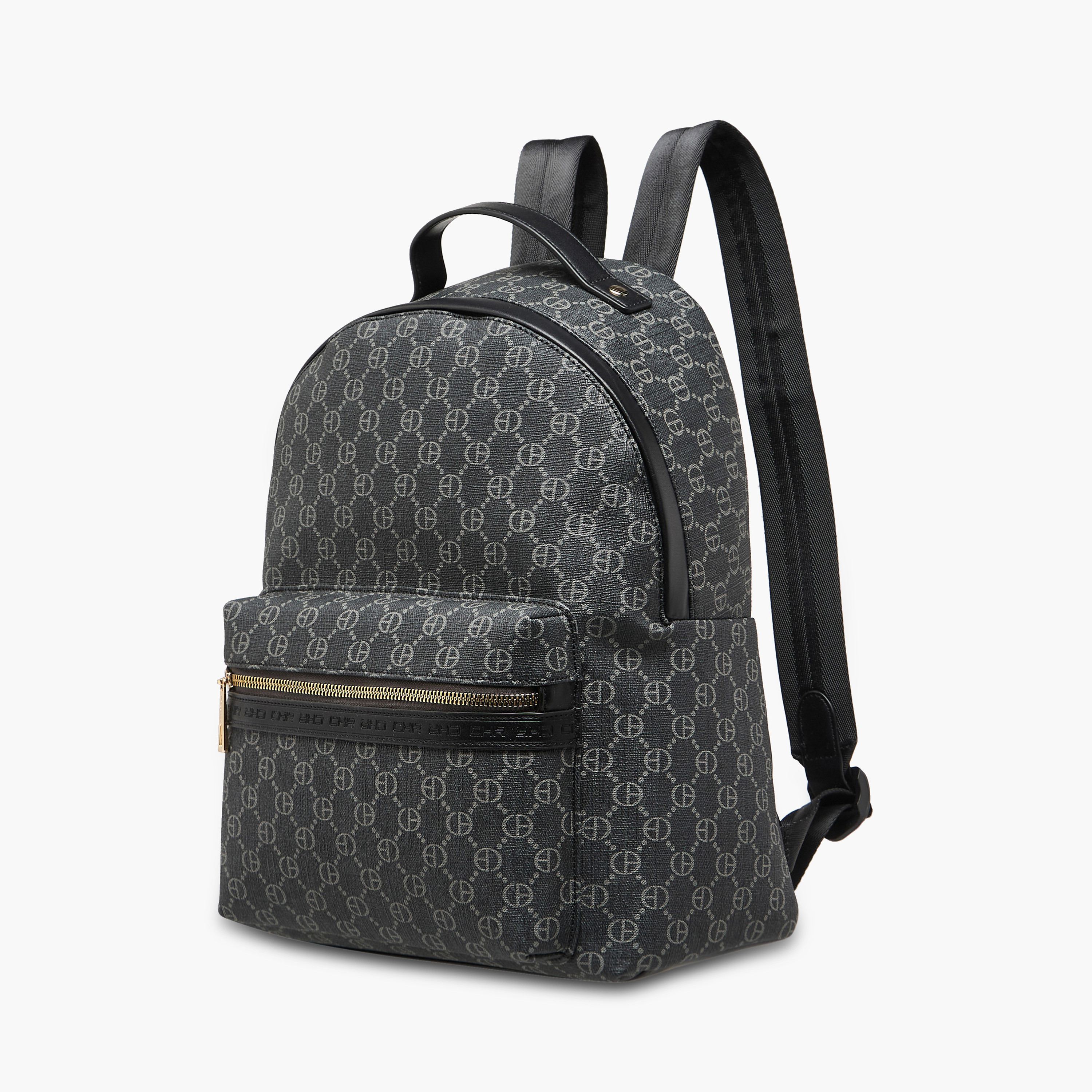 Chrisbella Monogram Print Backpack with Adjustable Straps and Zip Closure - 30x19x36 cms-women-bagsandwallets-backpacks-image-3