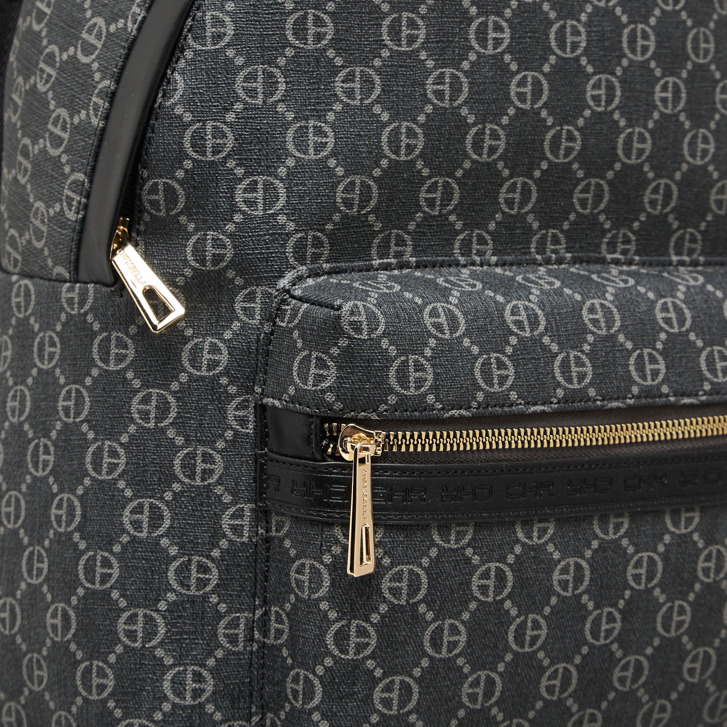 Chrisbella Monogram Print Backpack with Adjustable Straps and Zip Closure - 30x19x36 cms-women-bagsandwallets-backpacks-image-5