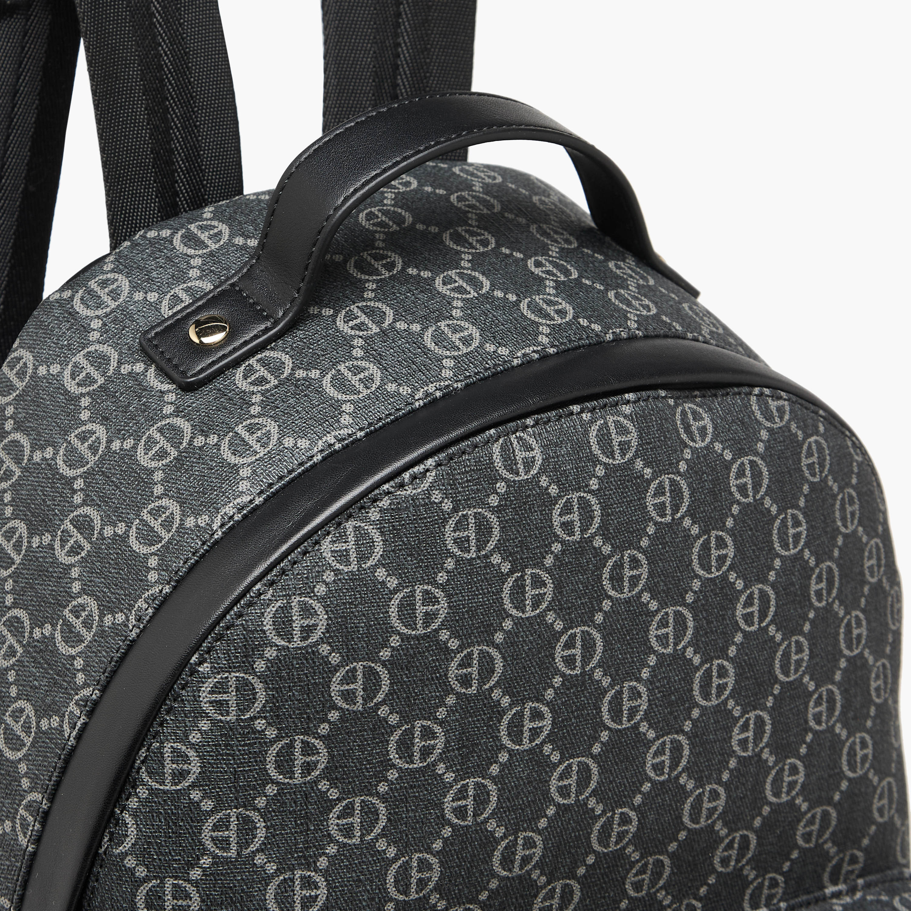 Chrisbella Monogram Print Backpack with Adjustable Straps and Zip Closure - 30x19x36 cms-women-bagsandwallets-backpacks-image-6