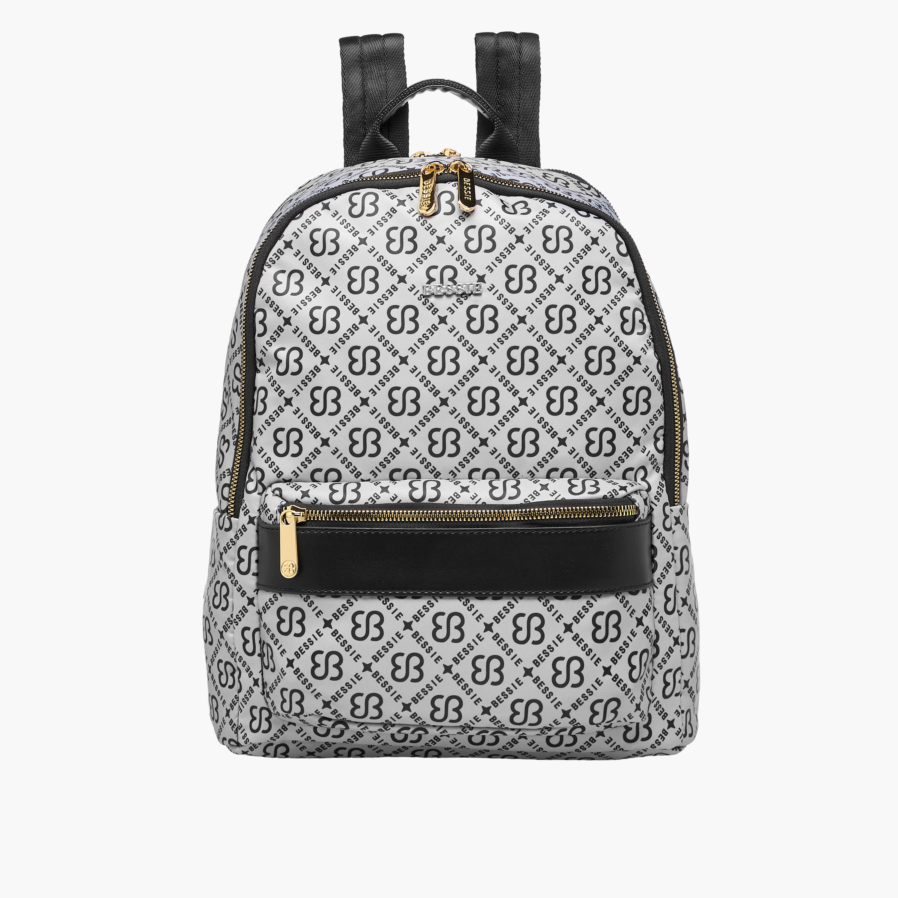 Bessie London Monogram Print Backpack with Adjustable Shoulder Straps and Zip Closure - 30x37x14 cms-women-bagsandwallets-backpacks-image-1