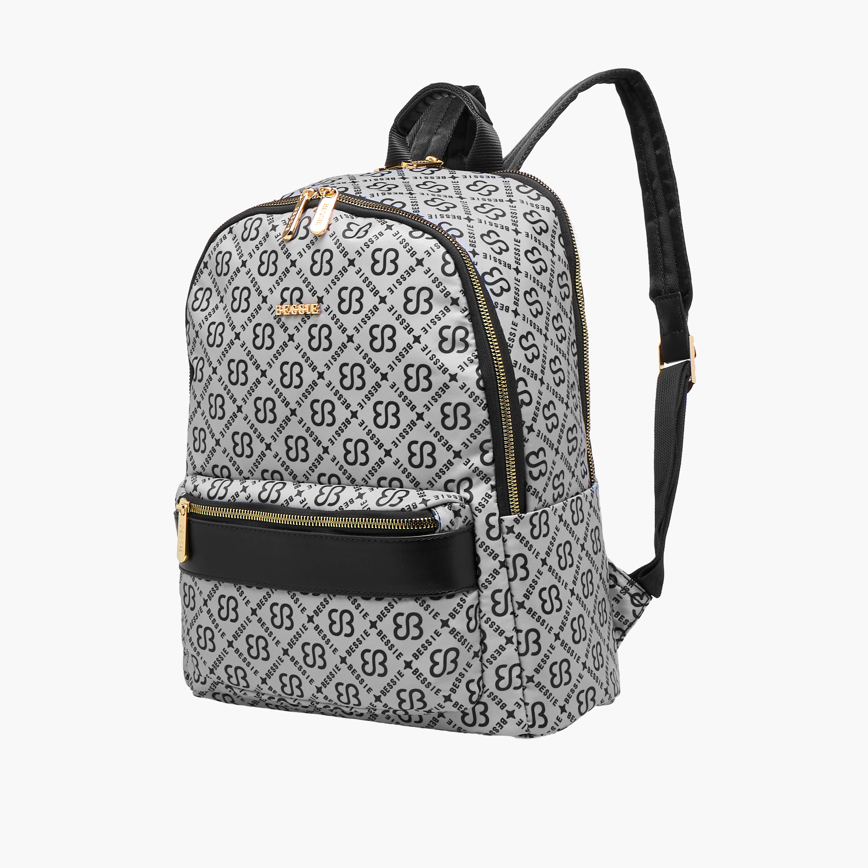 Bessie London Monogram Print Backpack with Adjustable Shoulder Straps and Zip Closure - 30x37x14 cms-women-bagsandwallets-backpacks-image-3