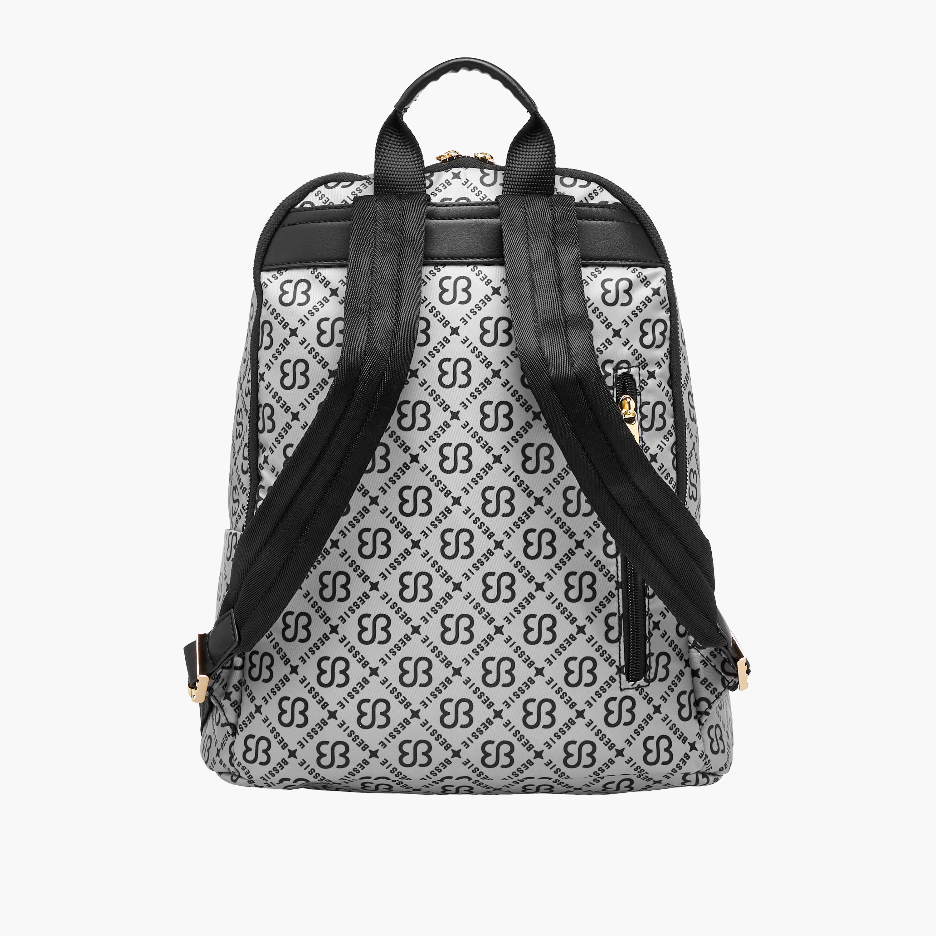Bessie London Monogram Print Backpack with Adjustable Shoulder Straps and Zip Closure - 30x37x14 cms-women-bagsandwallets-backpacks-image-4