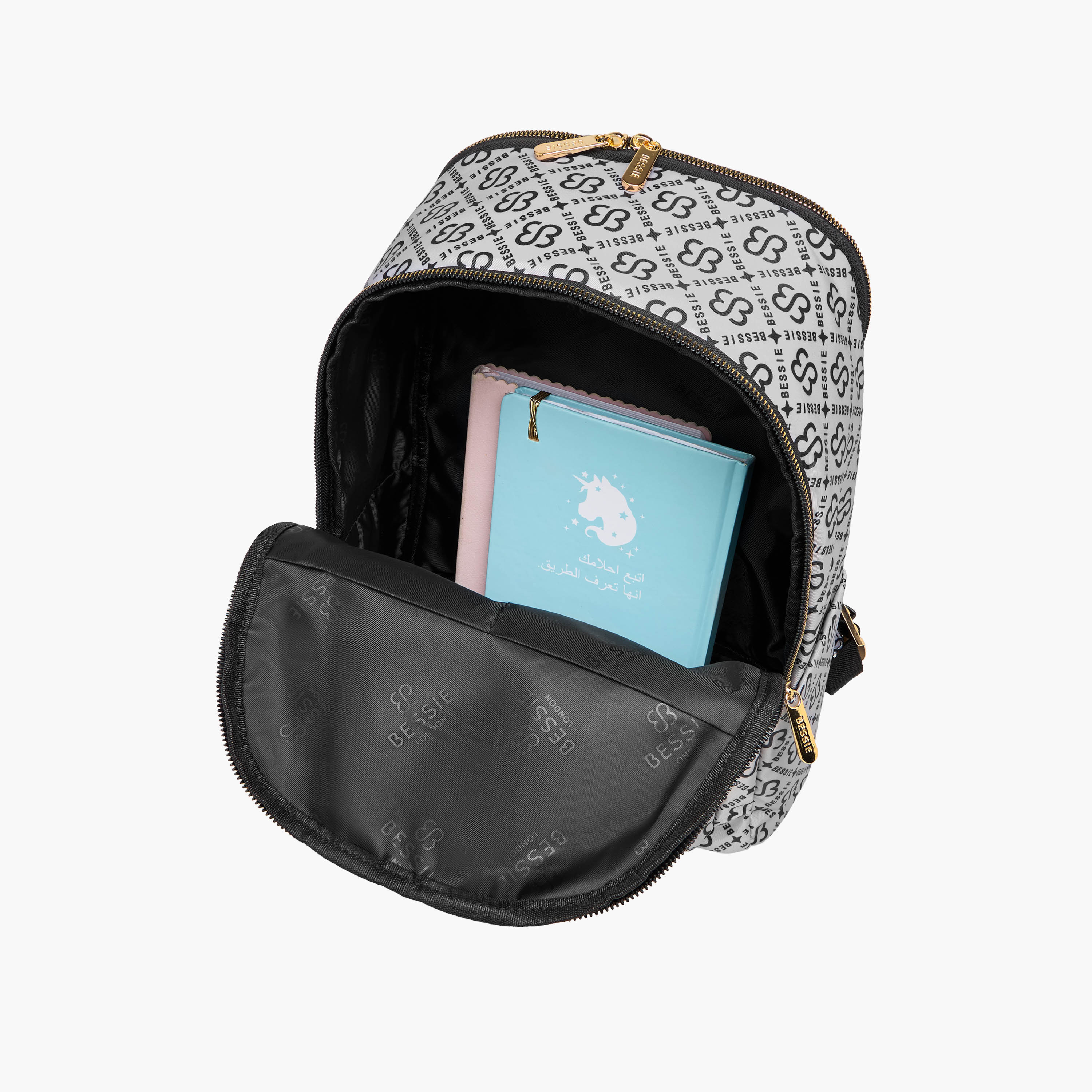 Bessie London Monogram Print Backpack with Adjustable Shoulder Straps and Zip Closure - 30x37x14 cms-women-bagsandwallets-backpacks-image-7