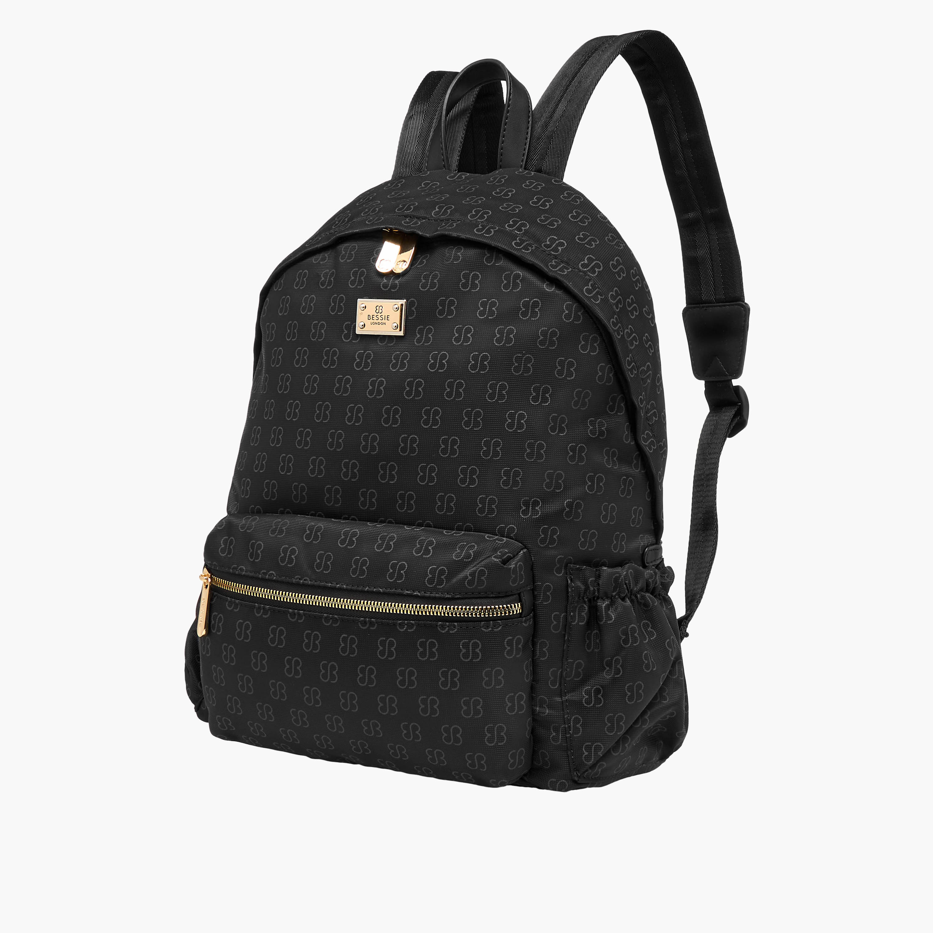 Bessie London Monogram Print Backpack with Adjustable Shoulder Straps and Pouch - 30x39x13 cms-women-bagsandwallets-backpacks-image-3