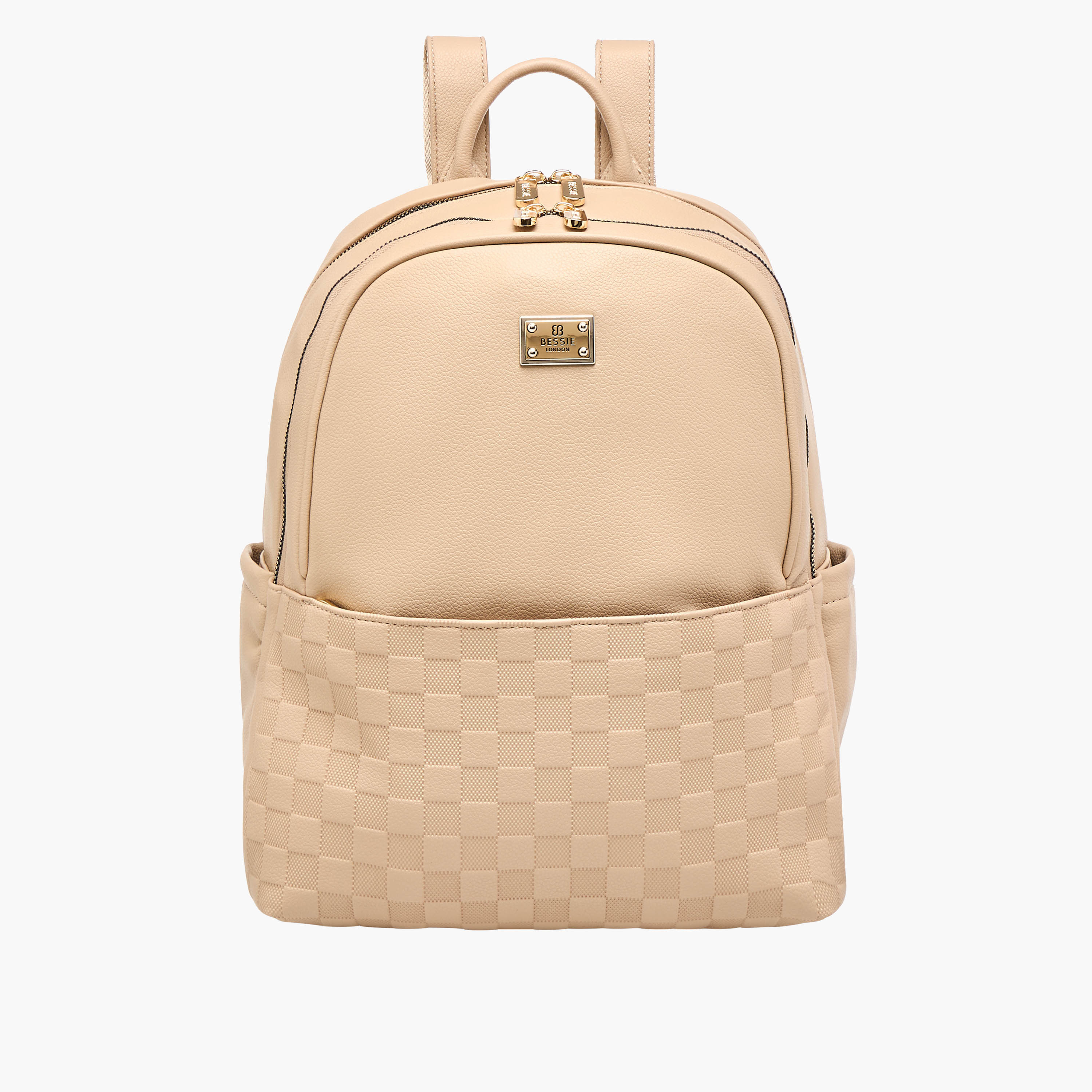 Bessie London Embossed Backpack with Adjustable Shoulder Straps and Zip Closure - 29x37x19 cms-women-bagsandwallets-backpacks-image-1