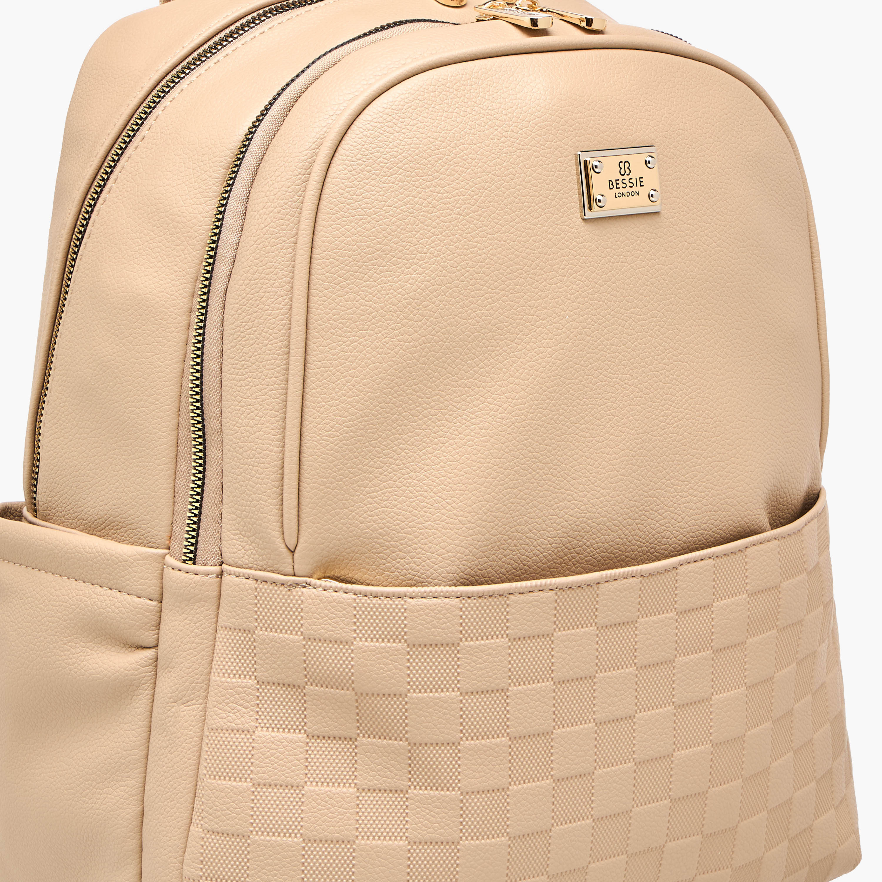 Bessie London Embossed Backpack with Adjustable Shoulder Straps and Zip Closure - 29x37x19 cms-women-bagsandwallets-backpacks-image-5
