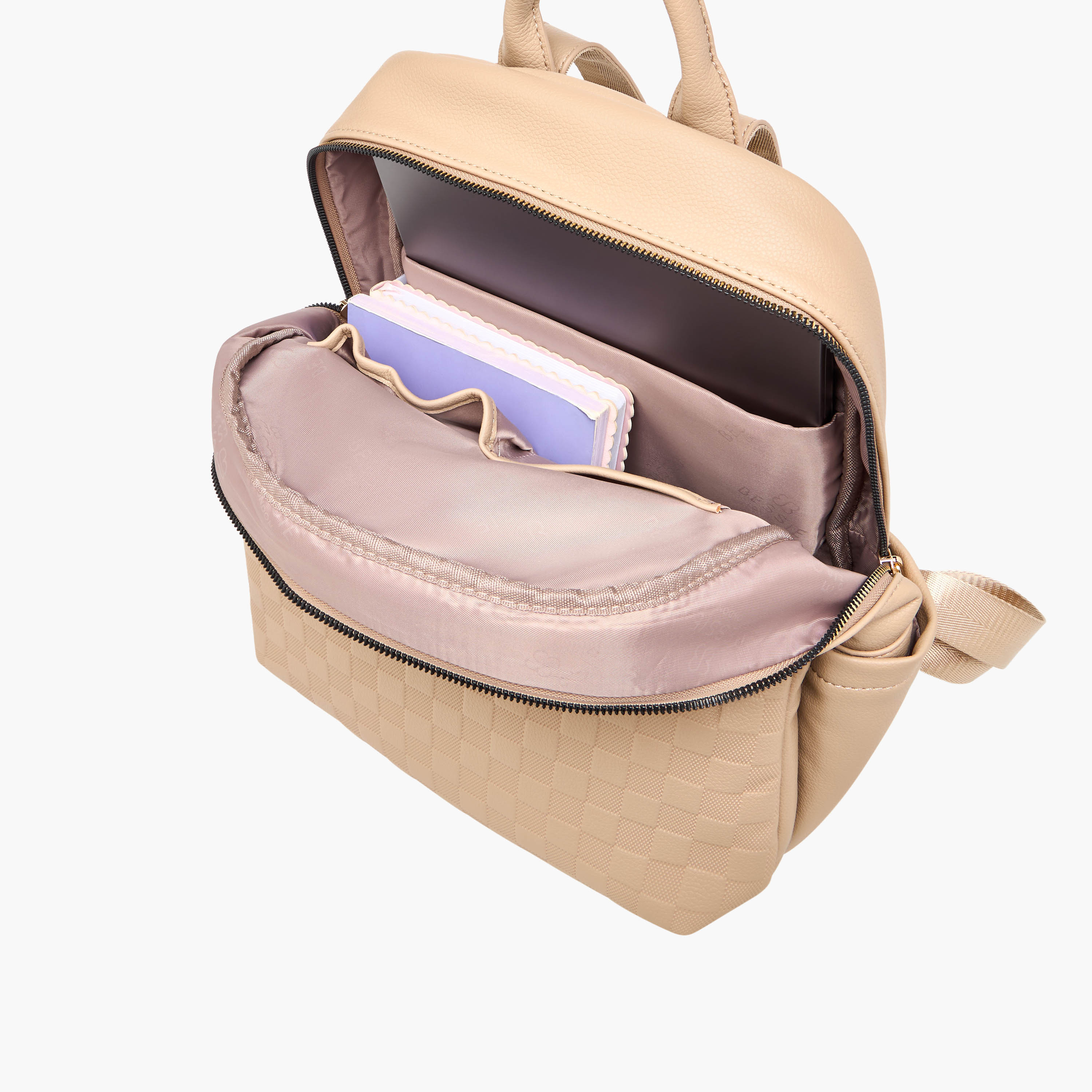 Bessie London Embossed Backpack with Adjustable Shoulder Straps and Zip Closure - 29x37x19 cms-women-bagsandwallets-backpacks-image-7