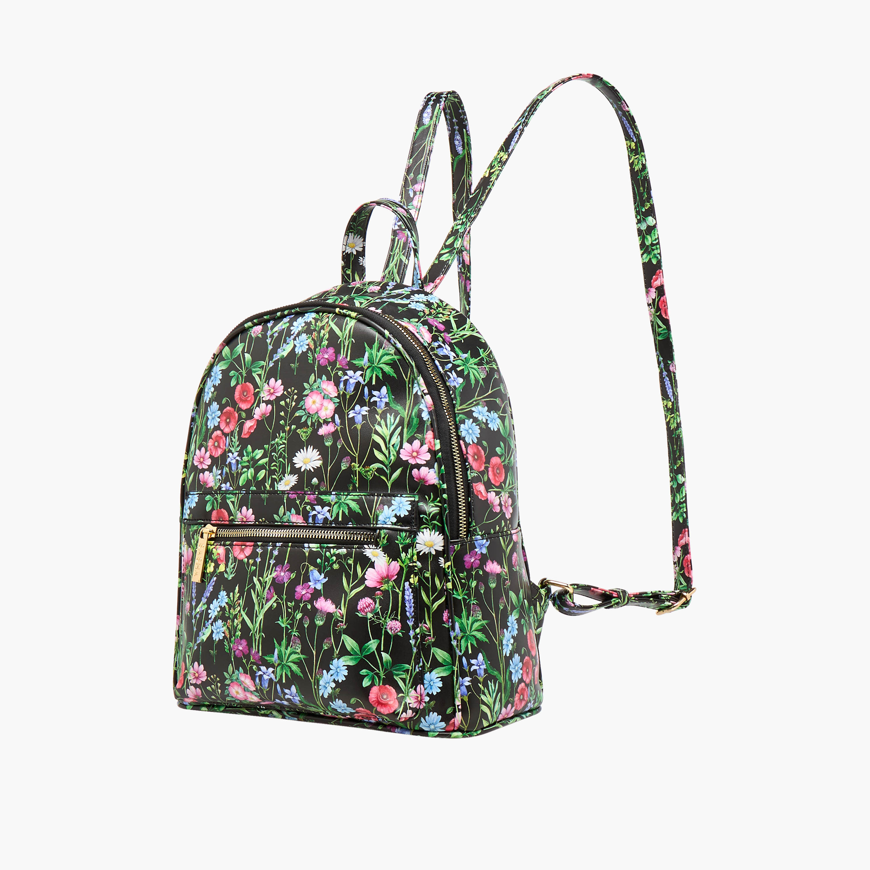 شنطة ظهر بطبعات زهور مع حمّالات قابلة للتعديل وسحّاب إغلاق من ساشا - 26×17×32 سم-women-bagsandwallets-backpacks-image-3