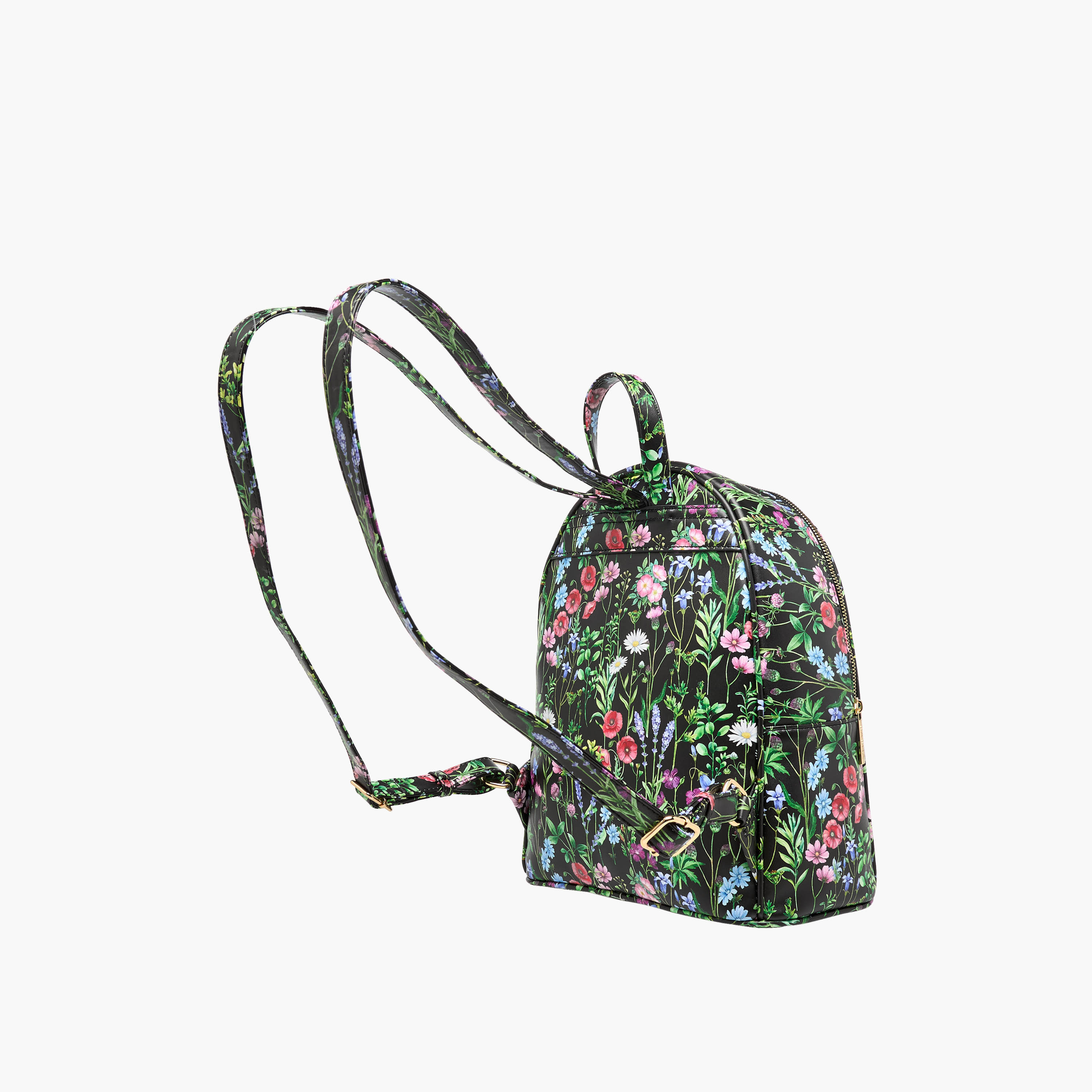 شنطة ظهر بطبعات زهور مع حمّالات قابلة للتعديل وسحّاب إغلاق من ساشا - 26×17×32 سم-women-bagsandwallets-backpacks-image-4