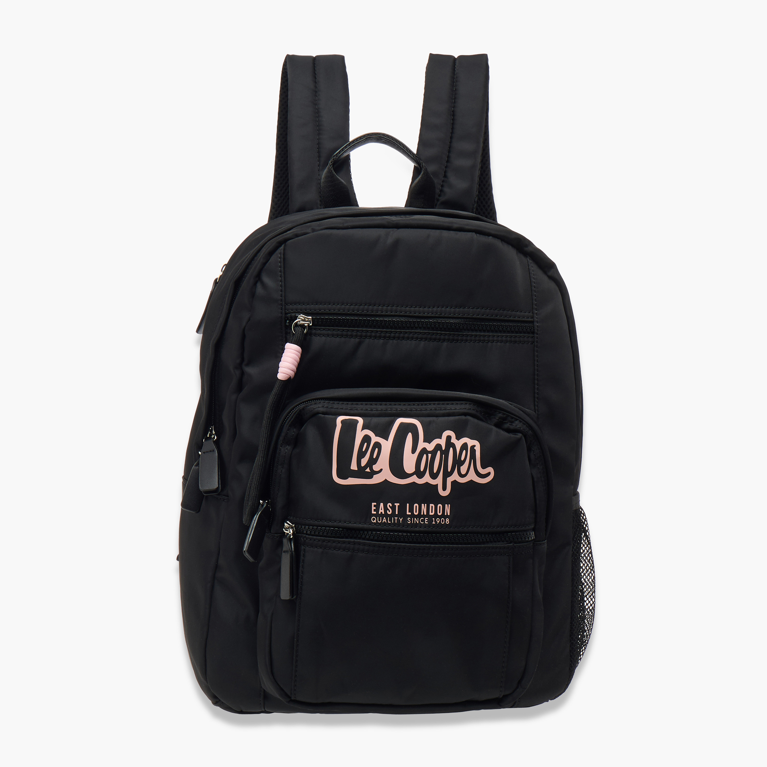 Lee Cooper Logo Print School Backpack with Adjustable Straps and Zip Closure - 32x13x42 cm-women-bagsandwallets-backpacks-image-1